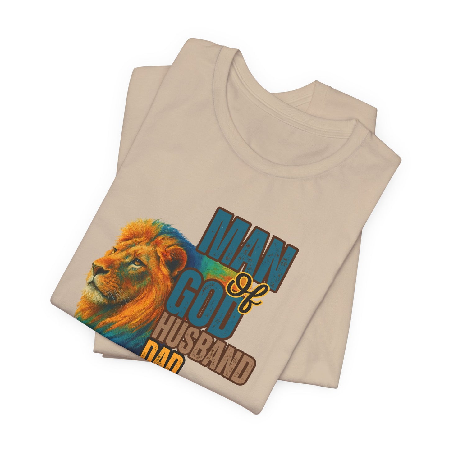 "Man of God, Husband, Dad, Protector" Christian Men’s Cotton T-Shirt. Lead with Faith