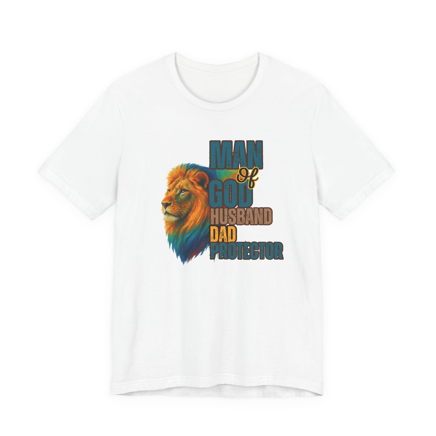 "Man of God, Husband, Dad, Protector" Christian Men’s Cotton T-Shirt. Lead with Faith