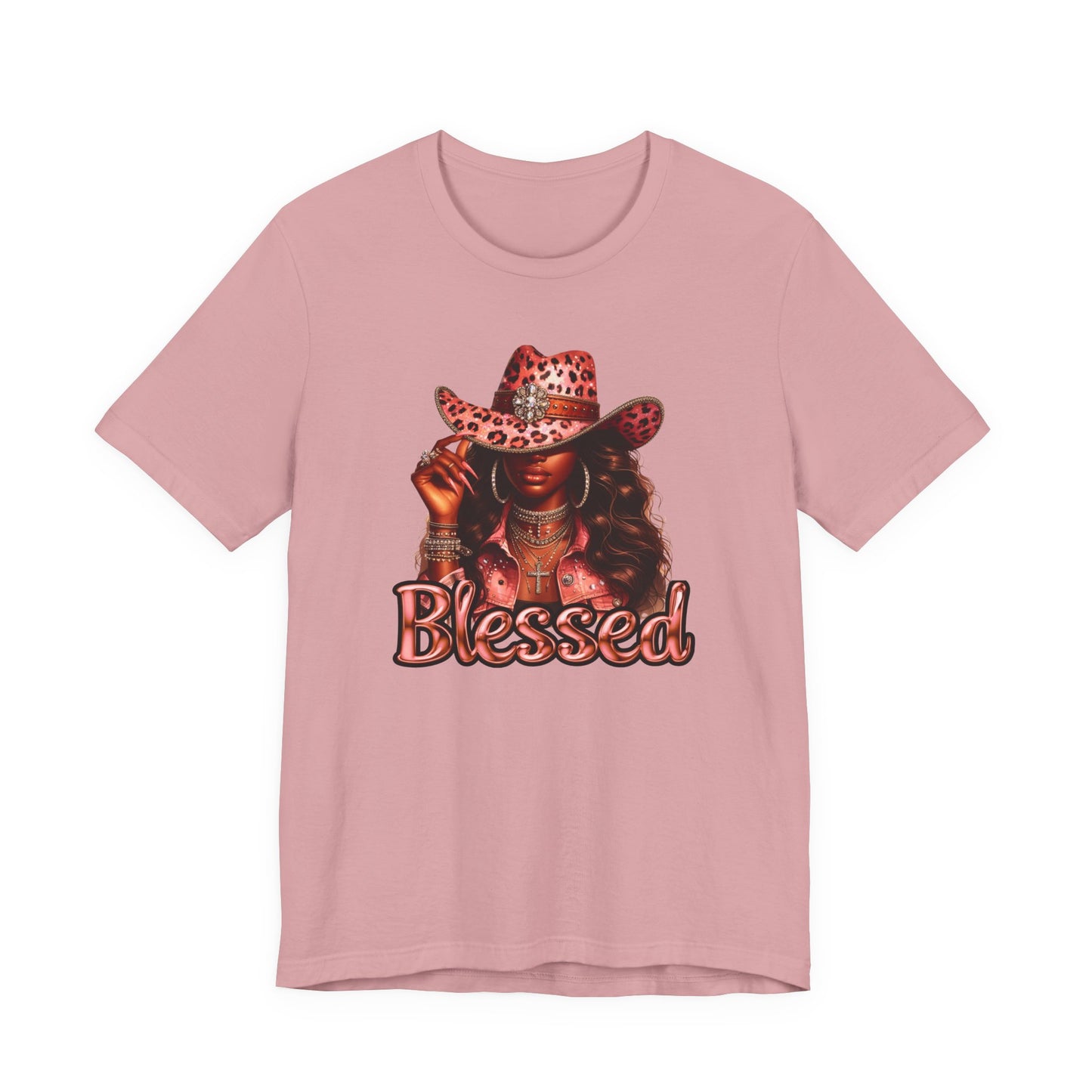 "Blessed" - Inspirational Faith Based Women's Cotton T-shirt, Cowgirl Graphic