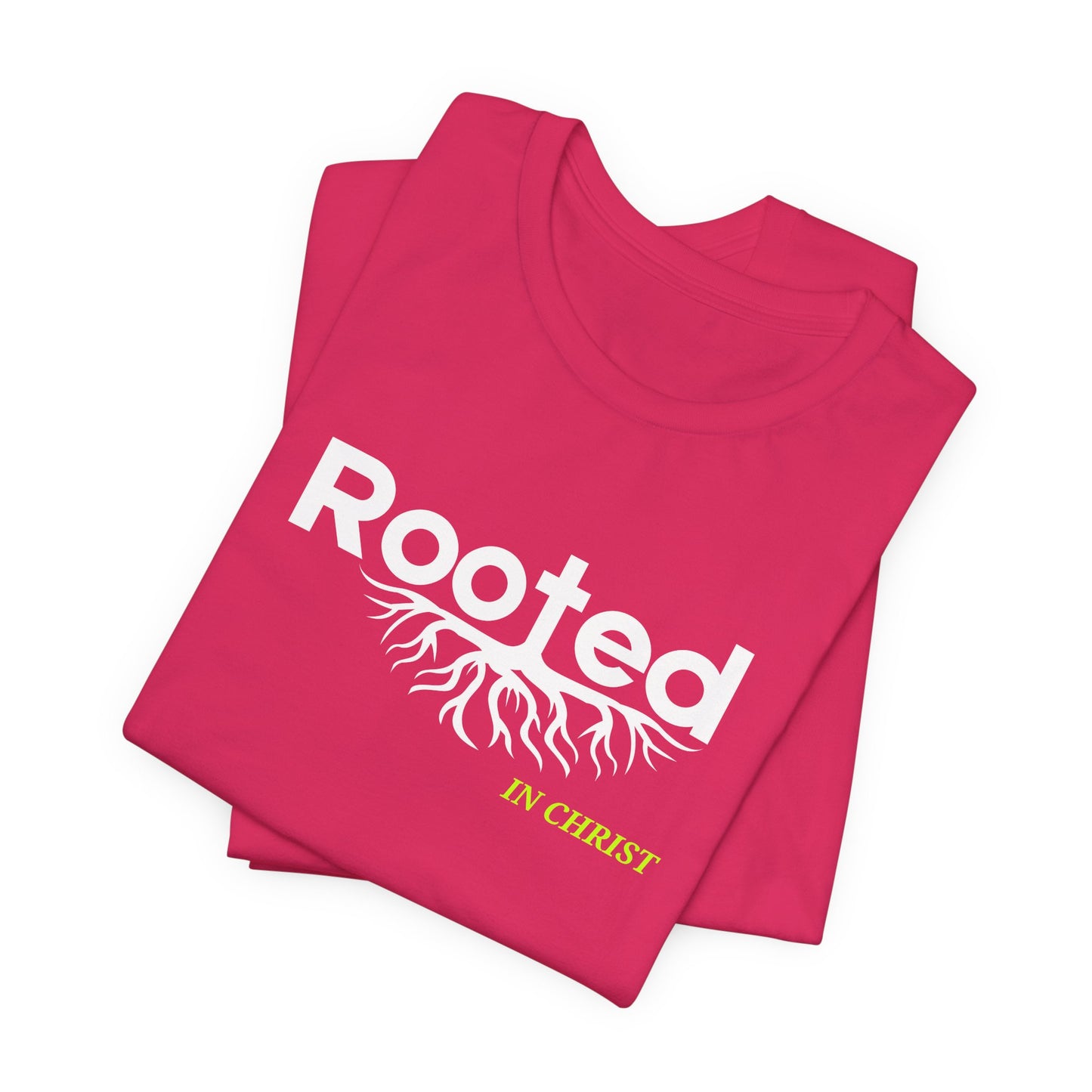 "Rooted In Christ" - Faith-Based Christian Women's Cotton T-Shirt, Inspirational