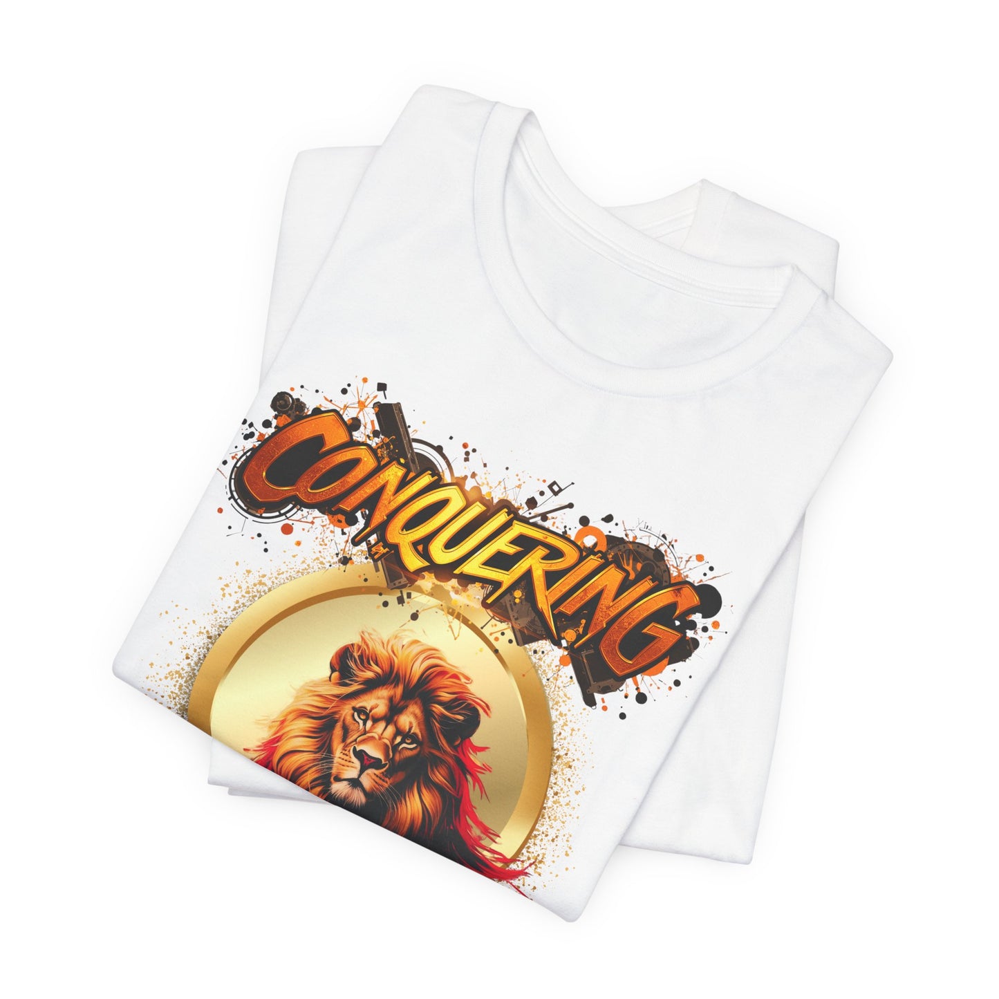 "Conquering Lion of Judah" - Christian Faith Lion Graphic Men's Cotton T-shirt