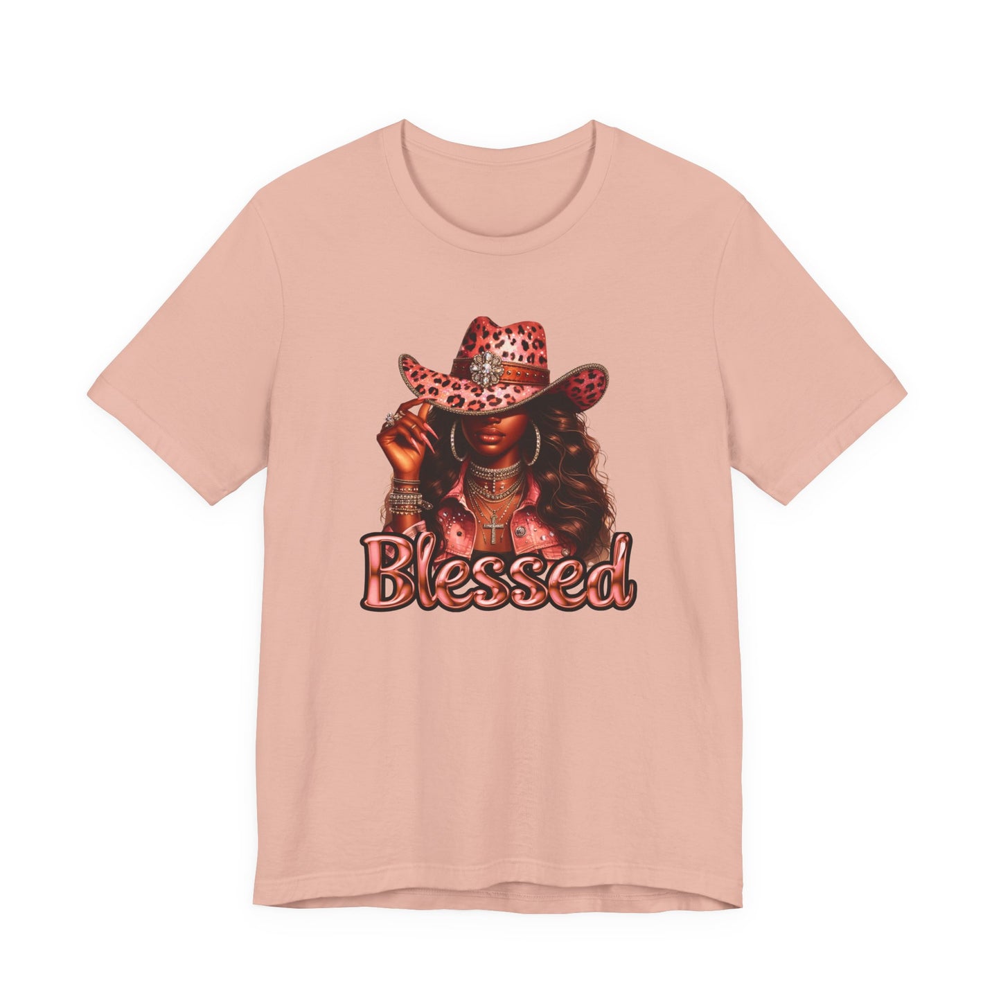 "Blessed" - Inspirational Faith Based Women's Cotton T-shirt, Cowgirl Graphic