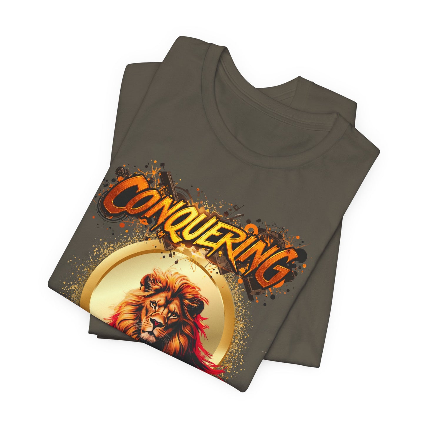 "Conquering Lion of Judah" - Christian Faith Lion Graphic Men's Cotton T-shirt