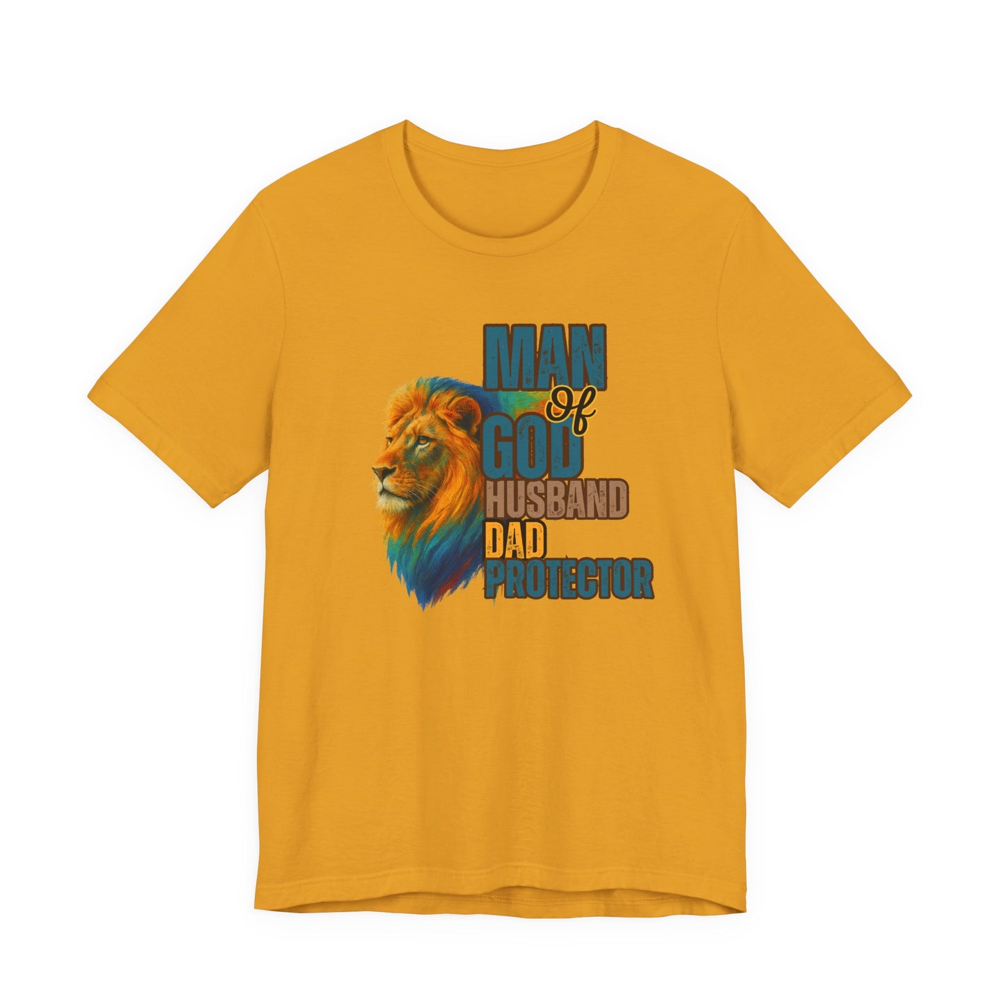 "Man of God, Husband, Dad, Protector" Christian Men’s Cotton T-Shirt. Lead with Faith