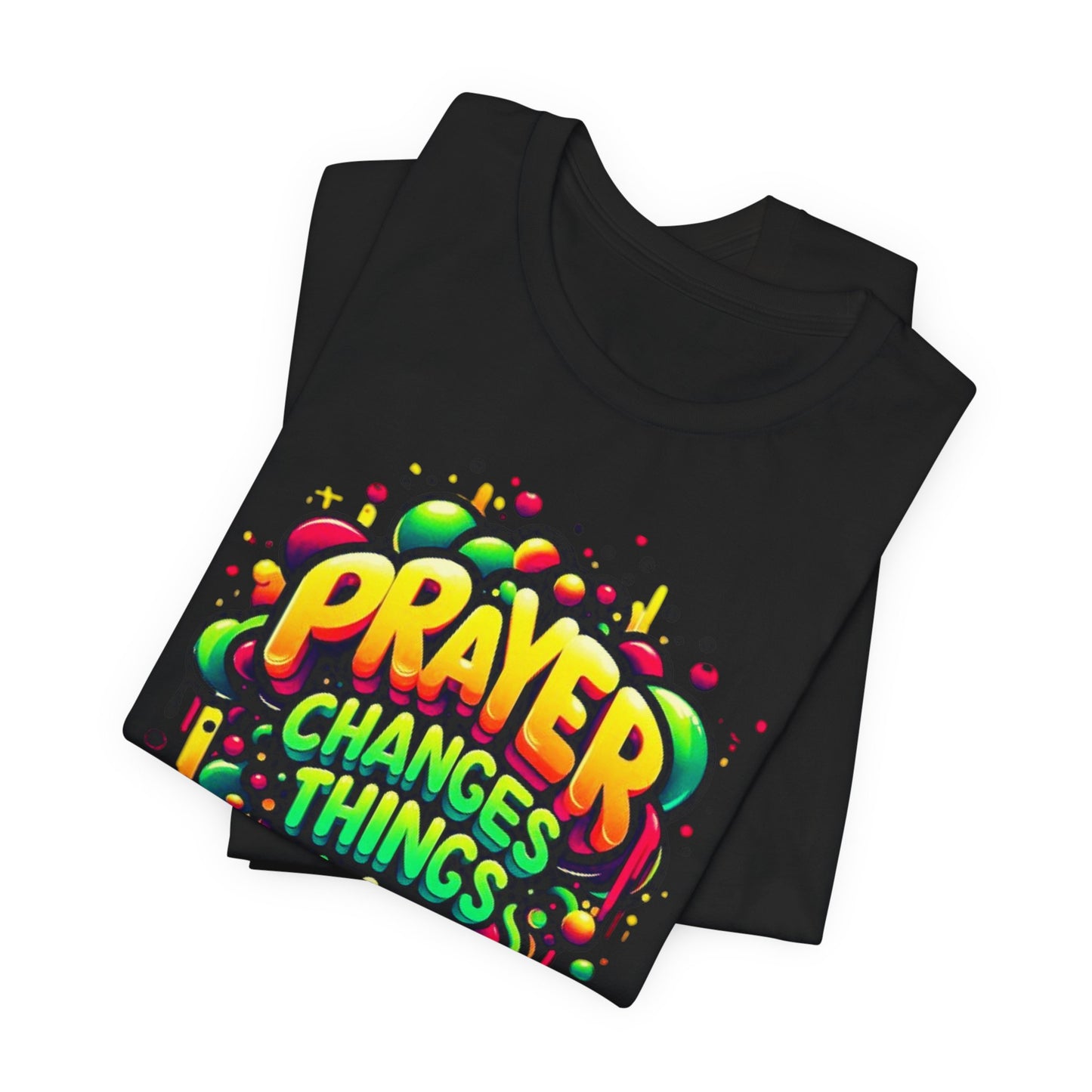 "Prayer Changes Things" - Encouraging Christian Faith Women's Graphic Cotton T-shirt