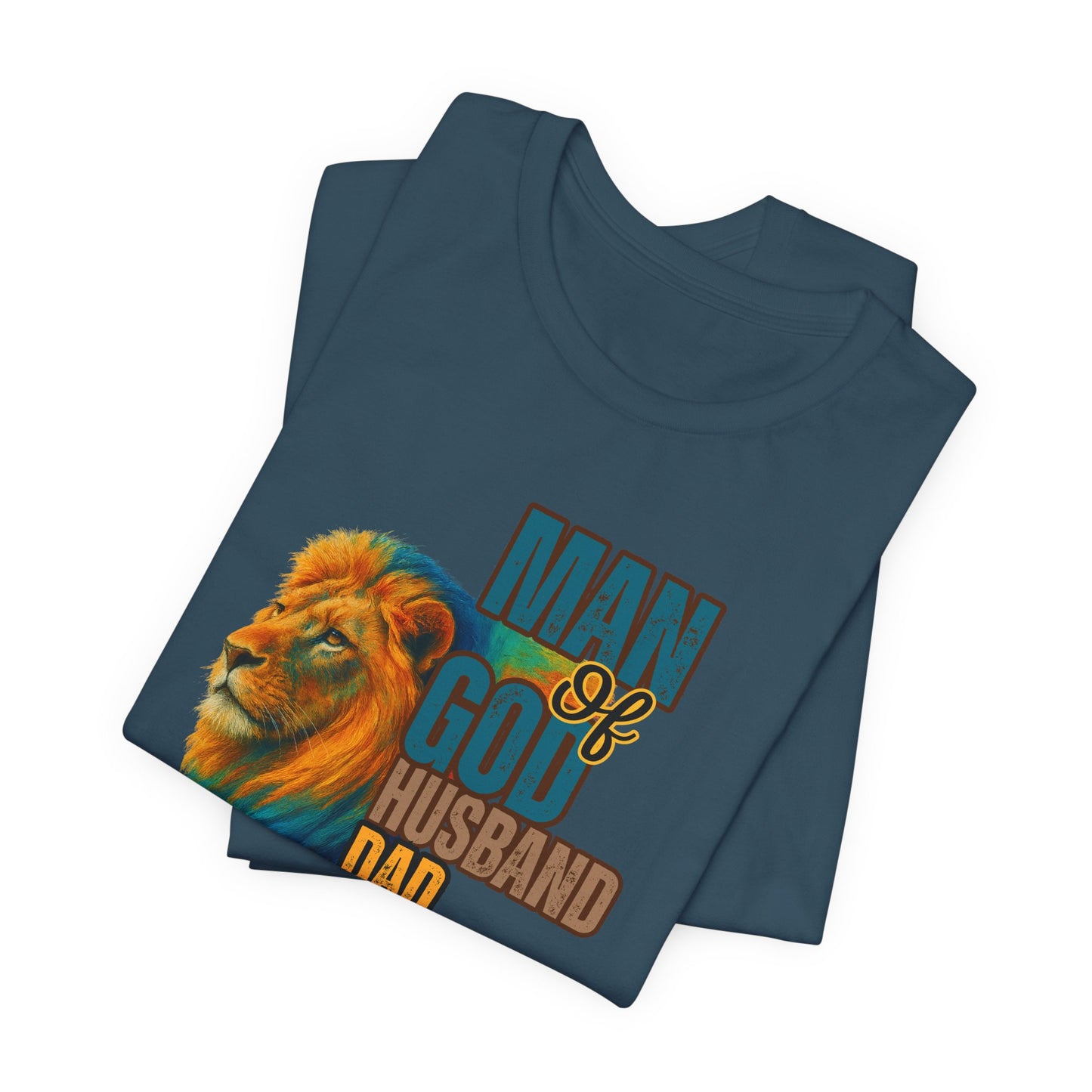 "Man of God, Husband, Dad, Protector" Christian Men’s Cotton T-Shirt. Lead with Faith