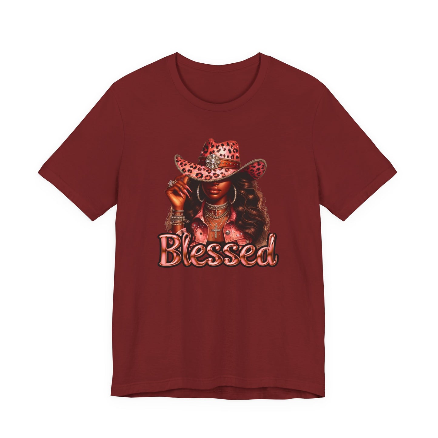 "Blessed" - Inspirational Faith Based Women's Cotton T-shirt, Cowgirl Graphic