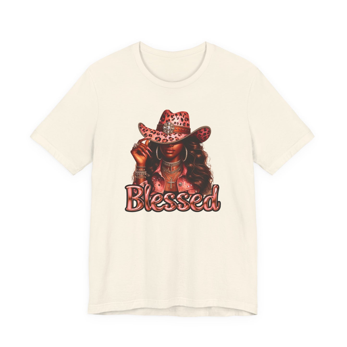 "Blessed" - Inspirational Faith Based Women's Cotton T-shirt, Cowgirl Graphic