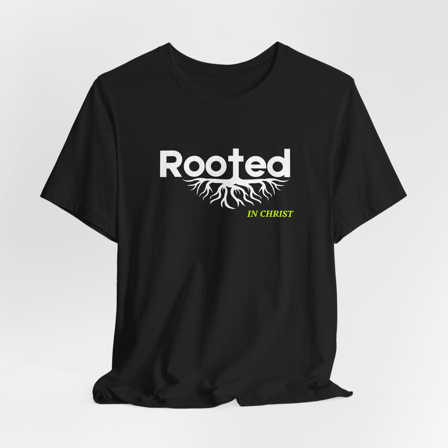 "Rooted In Christ" - Faith-Based Christian Women's Cotton T-Shirt, Inspirational