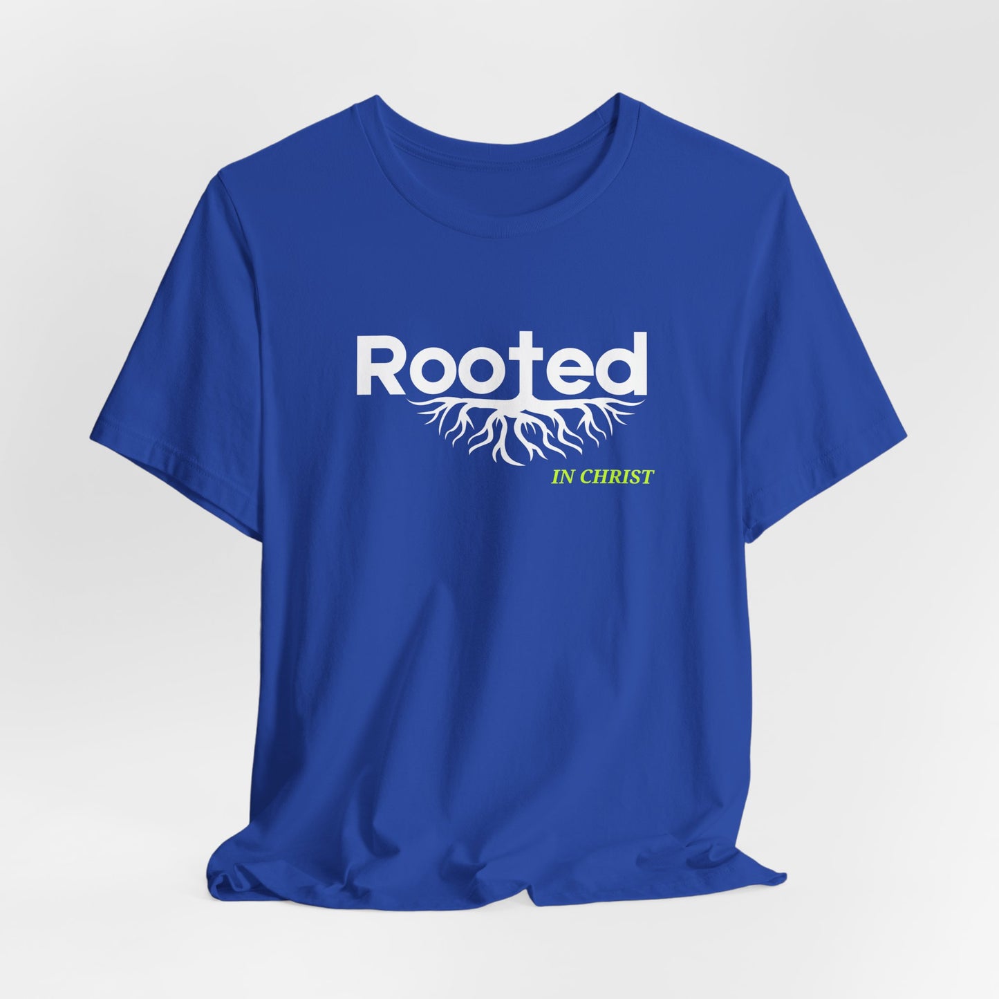 "Rooted In Christ" - Faith-Based Christian Women's Cotton T-Shirt, Inspirational