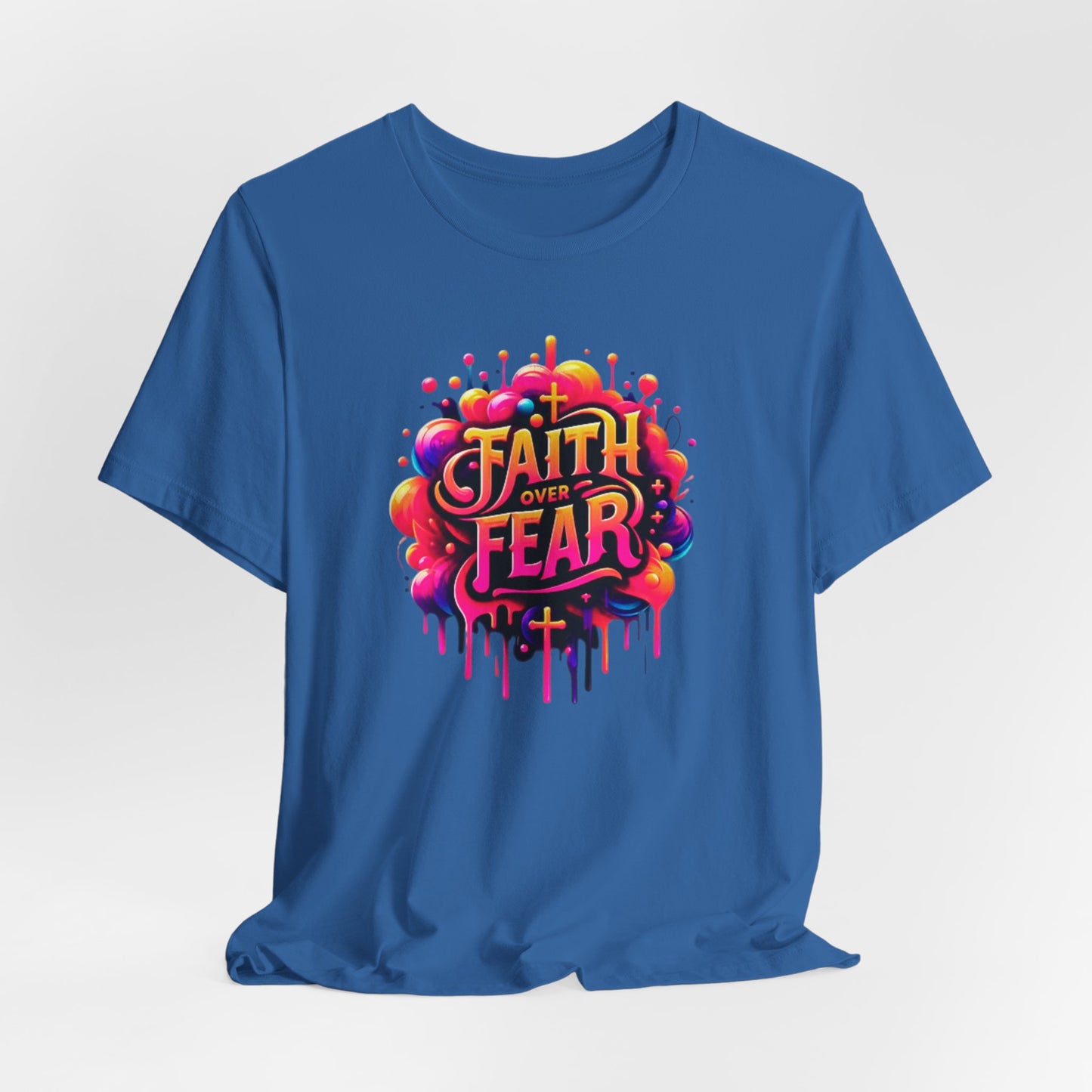 "Faith Over Fear" Christian Women's Cotton T-Shirt, Inspirational Faith-Based