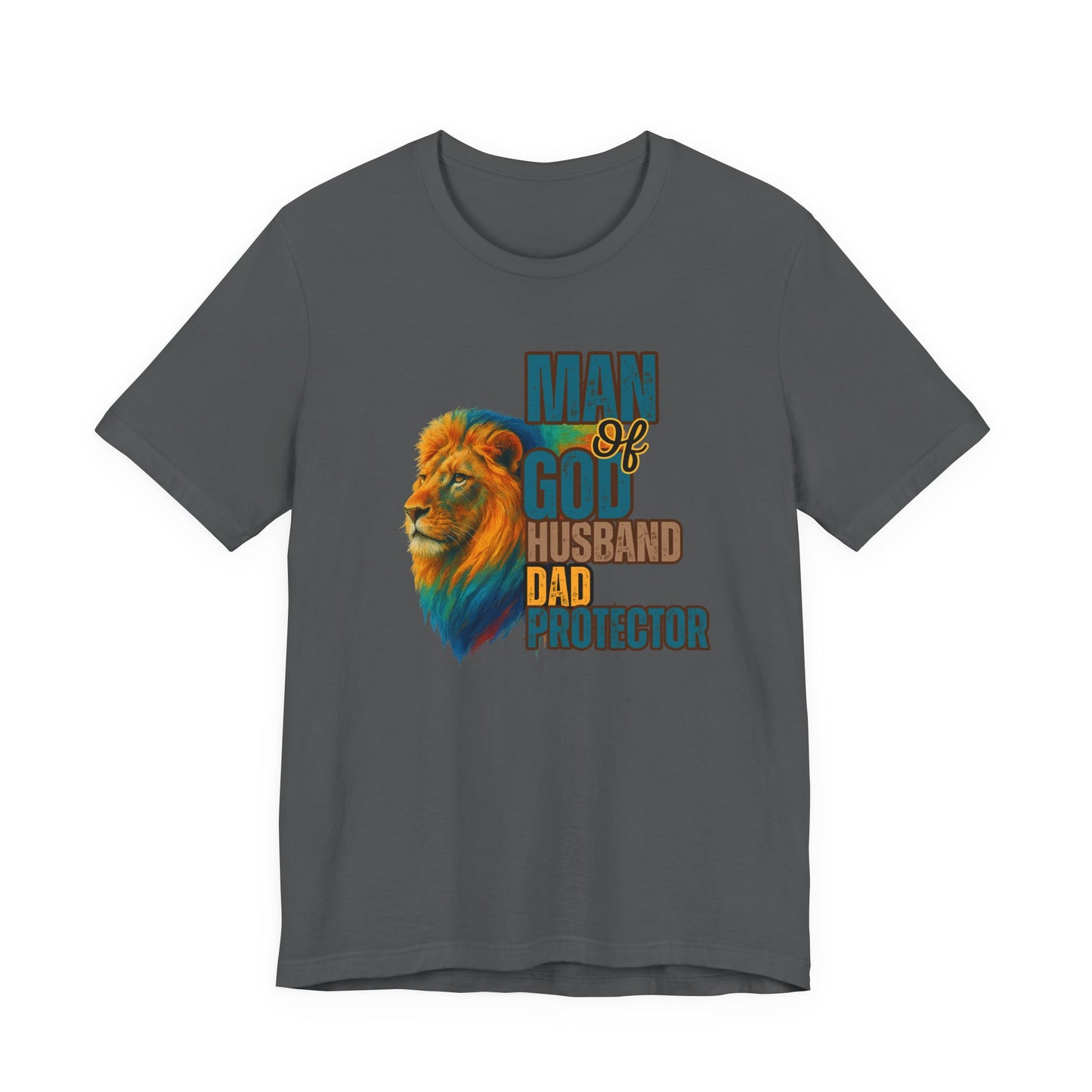 "Man of God, Husband, Dad, Protector" Christian Men’s Cotton T-Shirt. Lead with Faith
