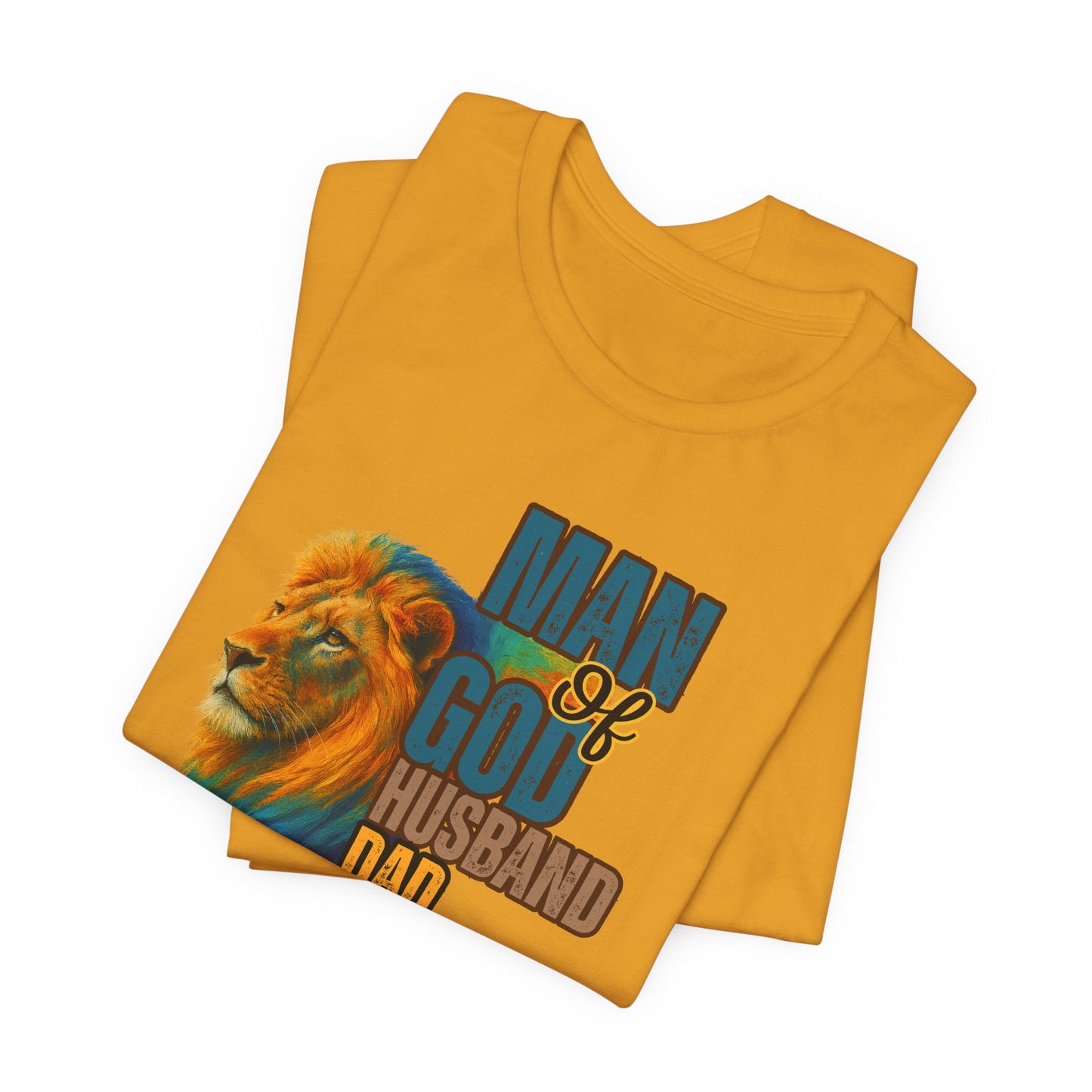 "Man of God, Husband, Dad, Protector" Christian Men’s Cotton T-Shirt. Lead with Faith