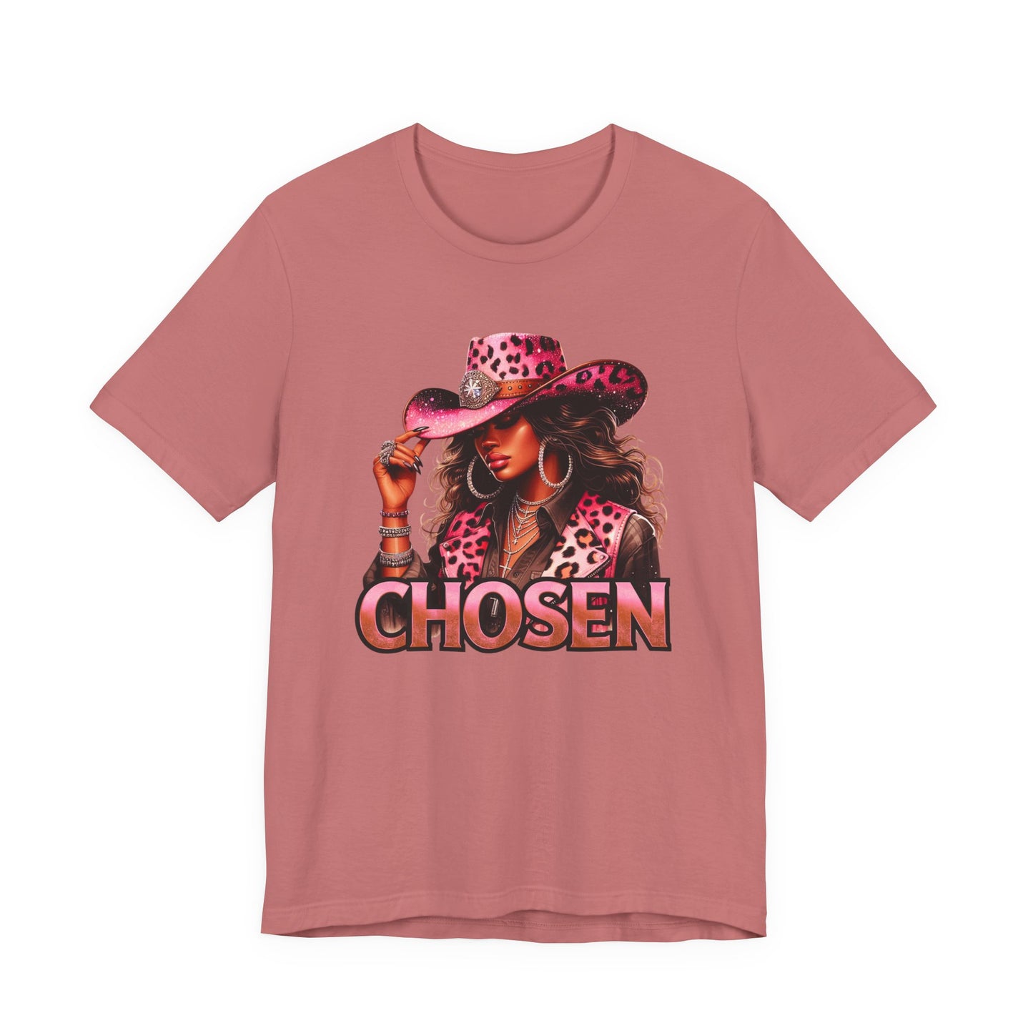 "Chosen" - Faith Based Christian Women’s Cotton T-Shirt, Cowgirl Graphic