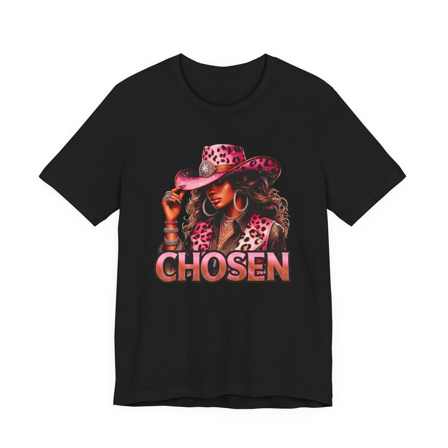 "Chosen" - Faith Based Christian Women’s Cotton T-Shirt, Cowgirl Graphic