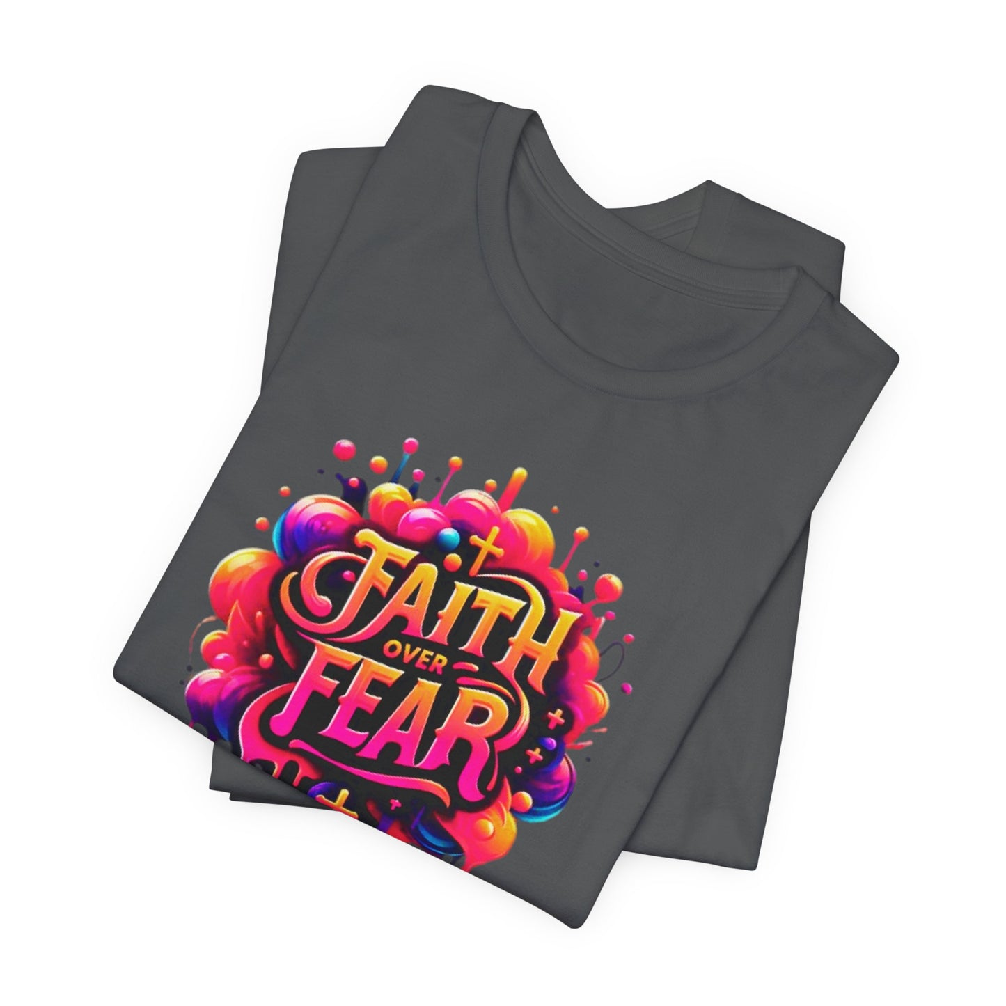 "Faith Over Fear" Christian Women's Cotton T-Shirt, Inspirational Faith-Based