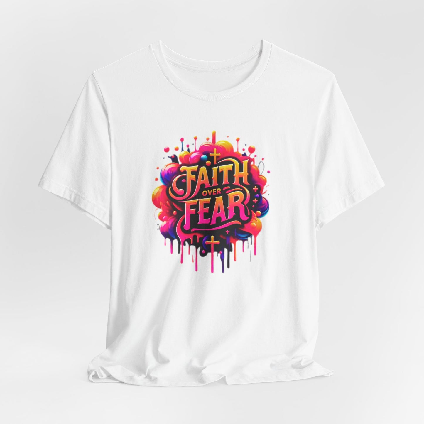 "Faith Over Fear" Christian Women's Cotton T-Shirt, Inspirational Faith-Based