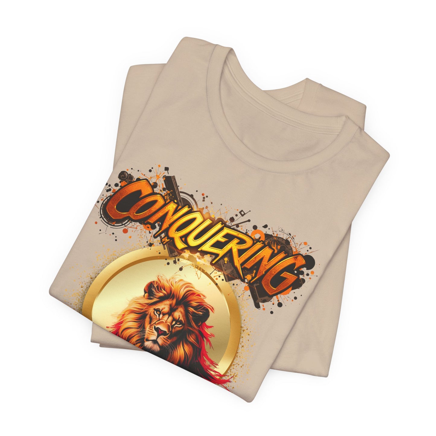 "Conquering Lion of Judah" - Christian Faith Lion Graphic Men's Cotton T-shirt