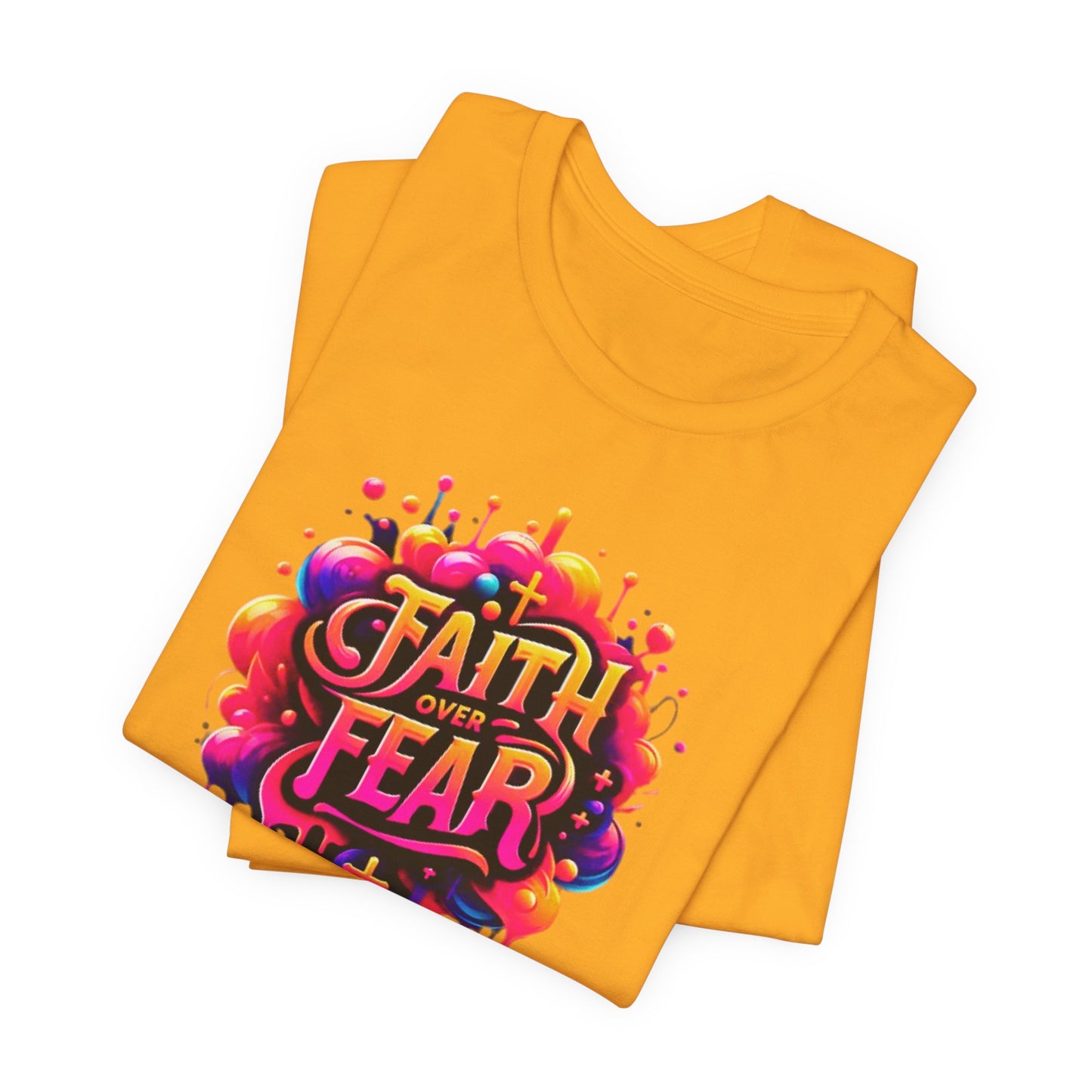 "Faith Over Fear" Christian Women's Cotton T-Shirt, Inspirational Faith-Based