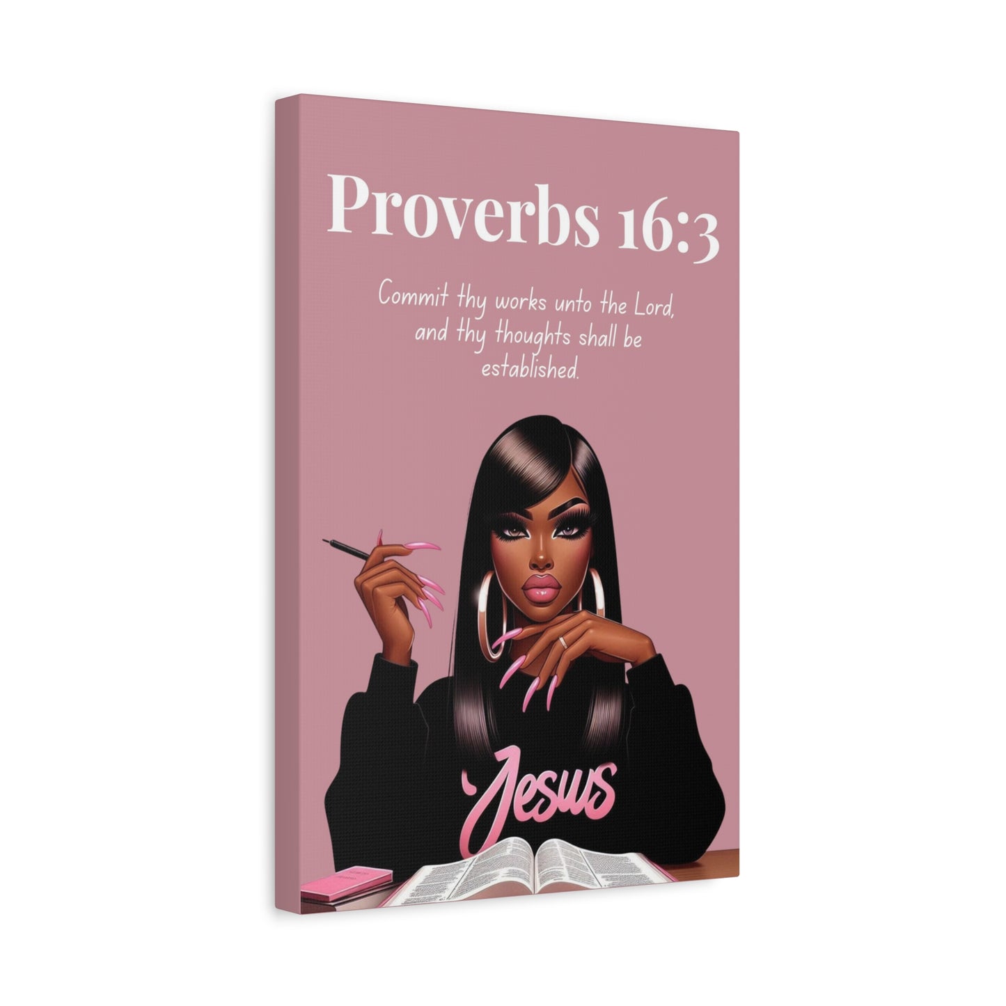 Peaceful Strength Collection - Proverbs 16:3 - Scripture Canvas, Inspirational Wall Art