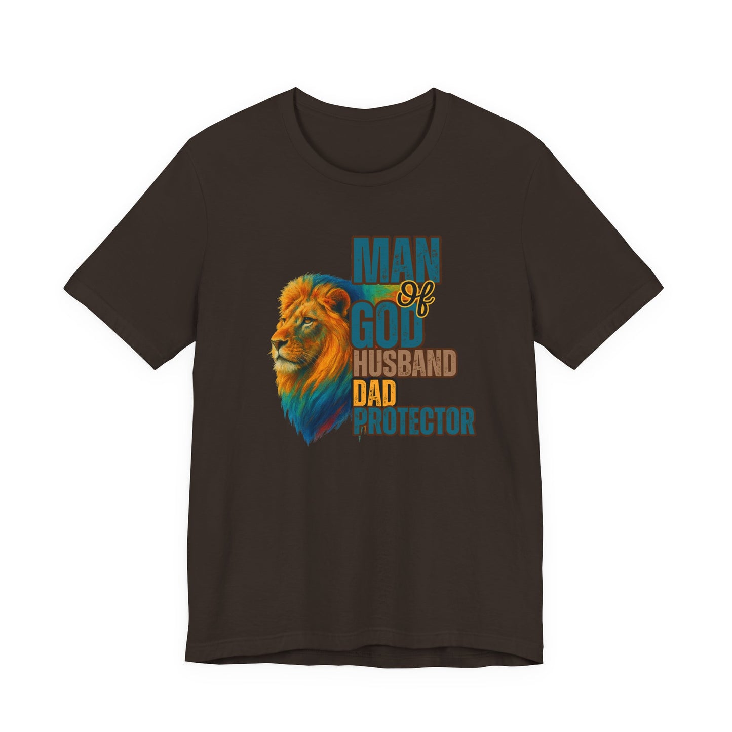 "Man of God, Husband, Dad, Protector" Christian Men’s Cotton T-Shirt. Lead with Faith