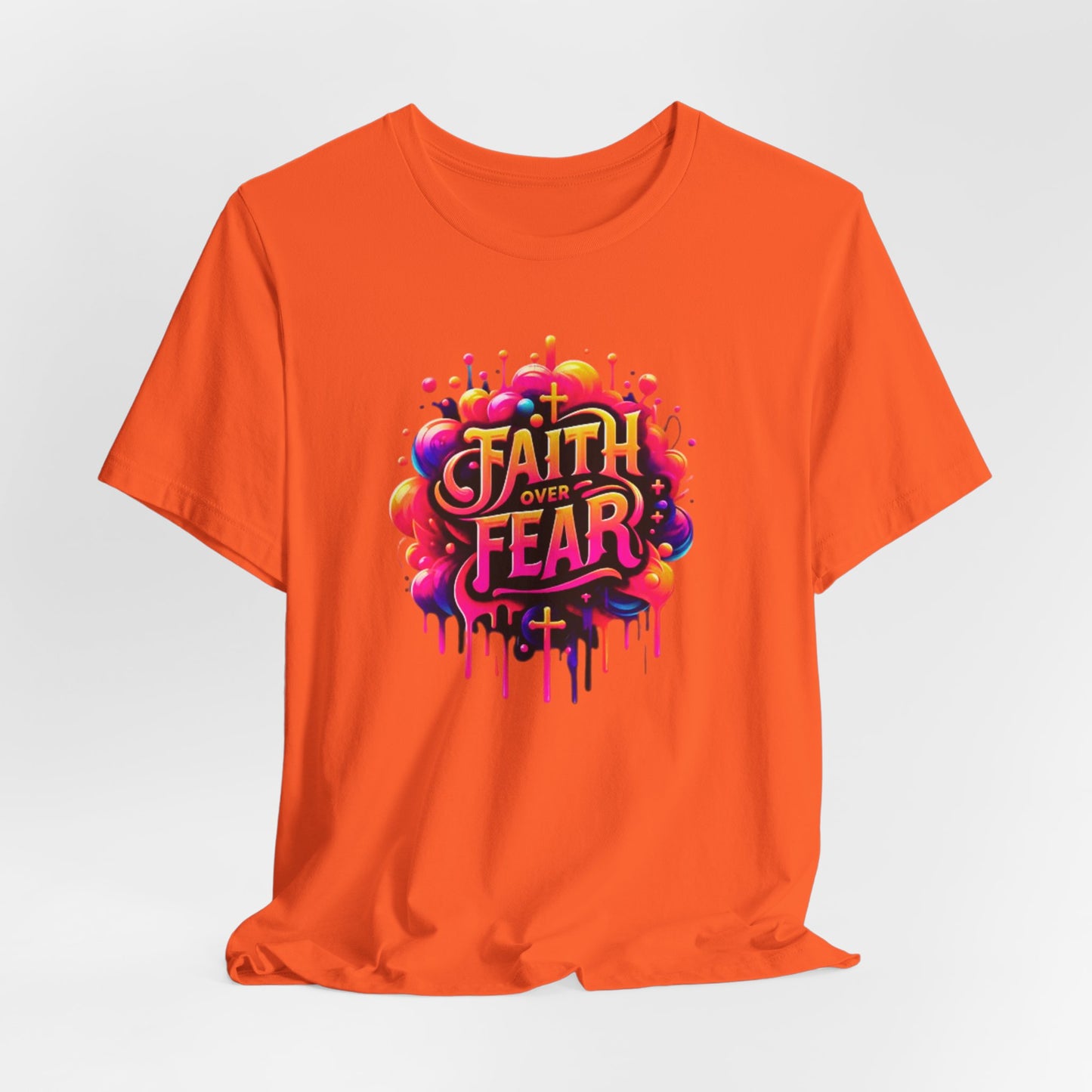 "Faith Over Fear" Christian Women's Cotton T-Shirt, Inspirational Faith-Based