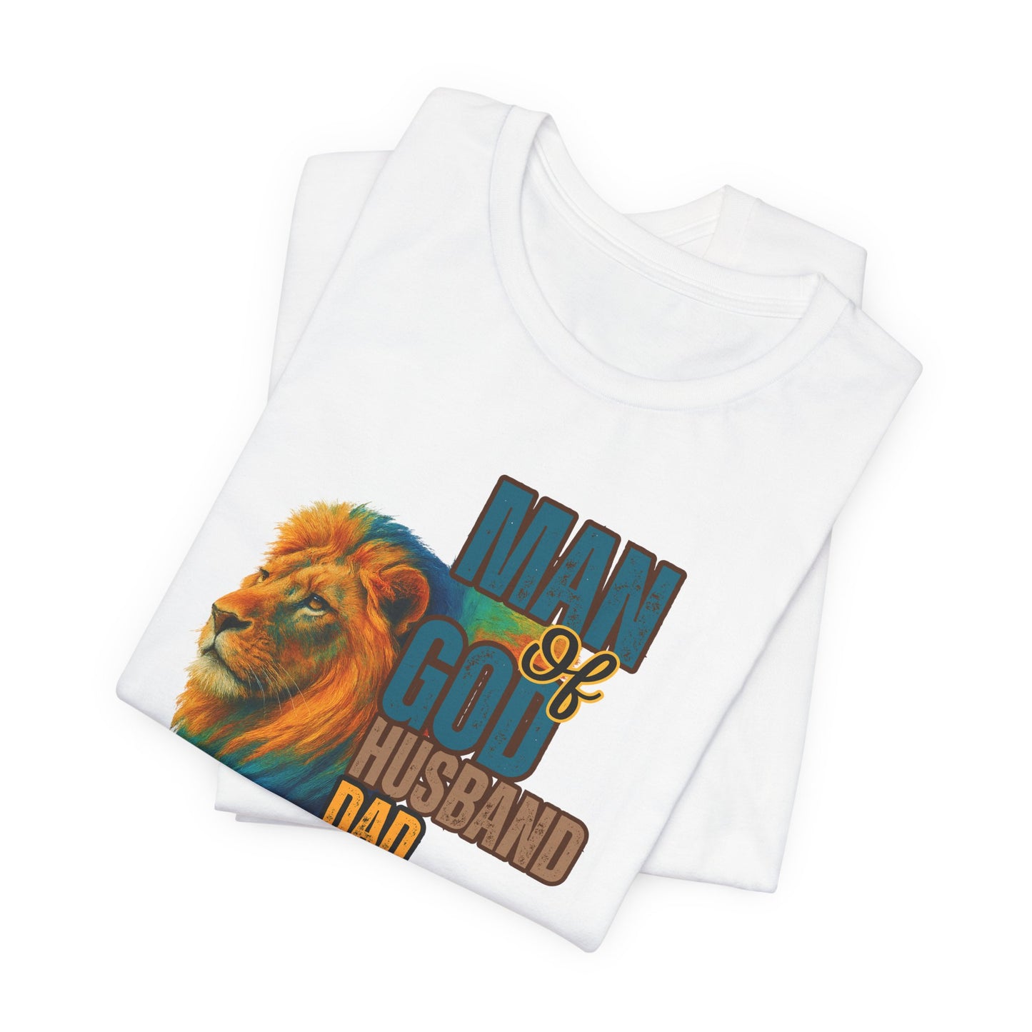 "Man of God, Husband, Dad, Protector" Christian Men’s Cotton T-Shirt. Lead with Faith