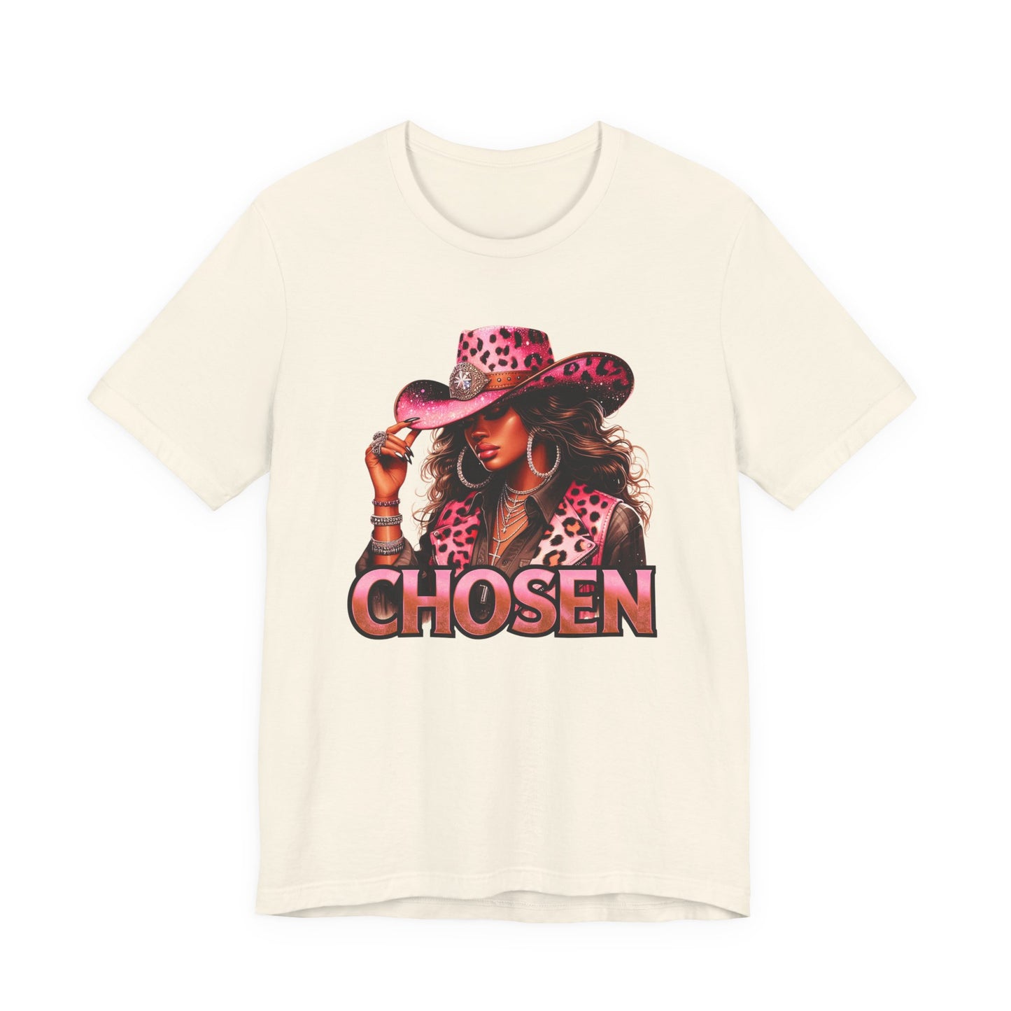 "Chosen" - Faith Based Christian Women’s Cotton T-Shirt, Cowgirl Graphic