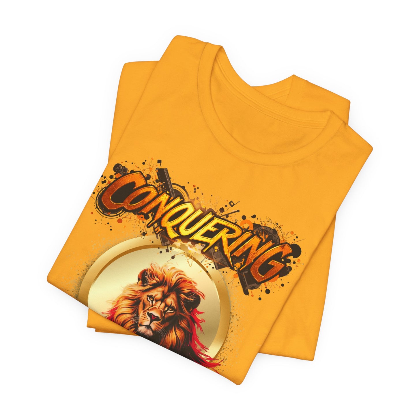 "Conquering Lion of Judah" - Christian Faith Lion Graphic Men's Cotton T-shirt