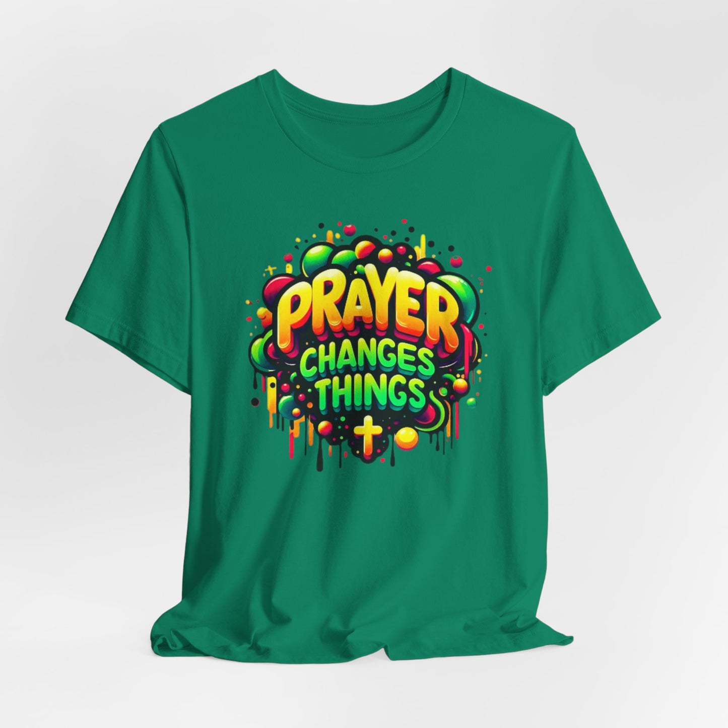 "Prayer Changes Things" - Encouraging Christian Faith Women's Graphic Cotton T-shirt