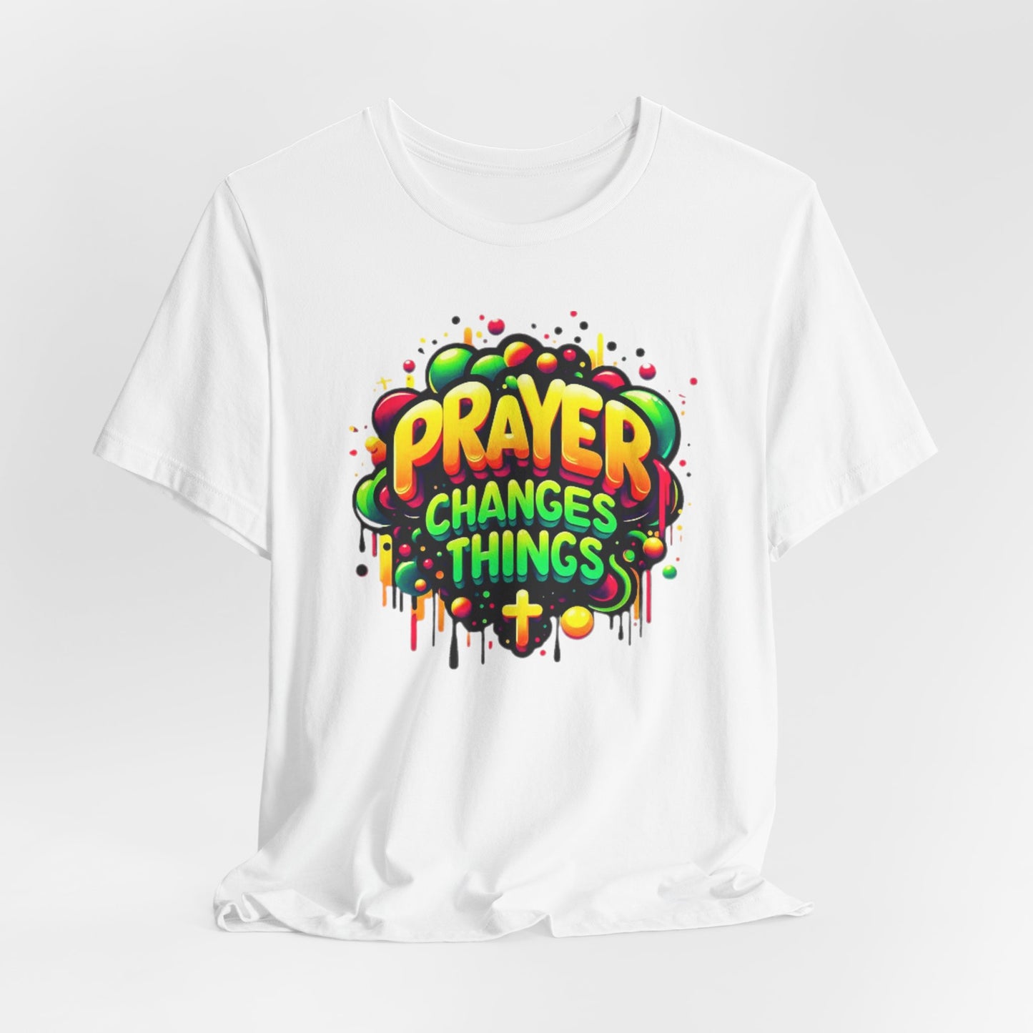 "Prayer Changes Things" - Encouraging Christian Faith Women's Graphic Cotton T-shirt