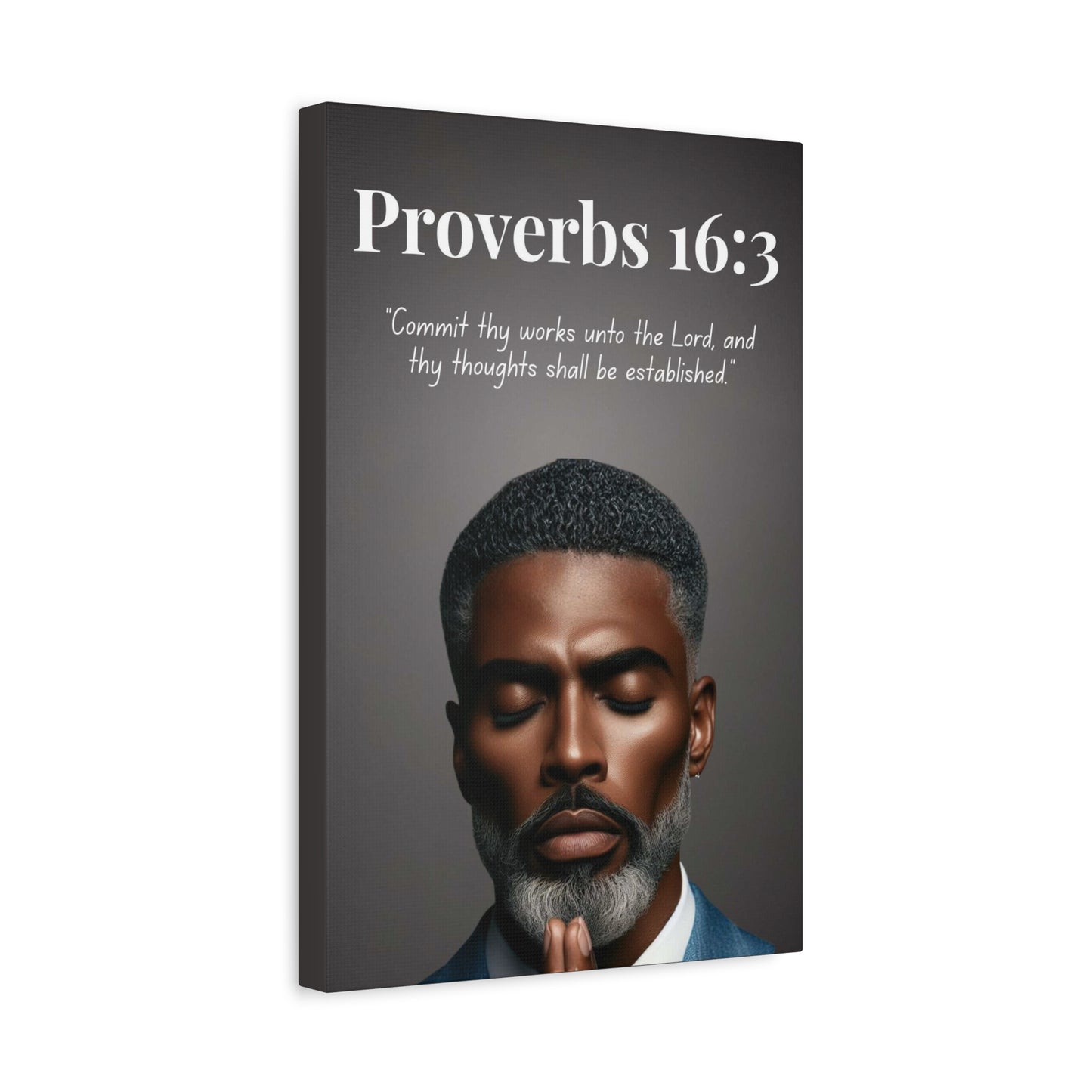 Men of Faith Collection – Proverbs 16:3 - Men's Scripture Canvas, Bible Verse Decor