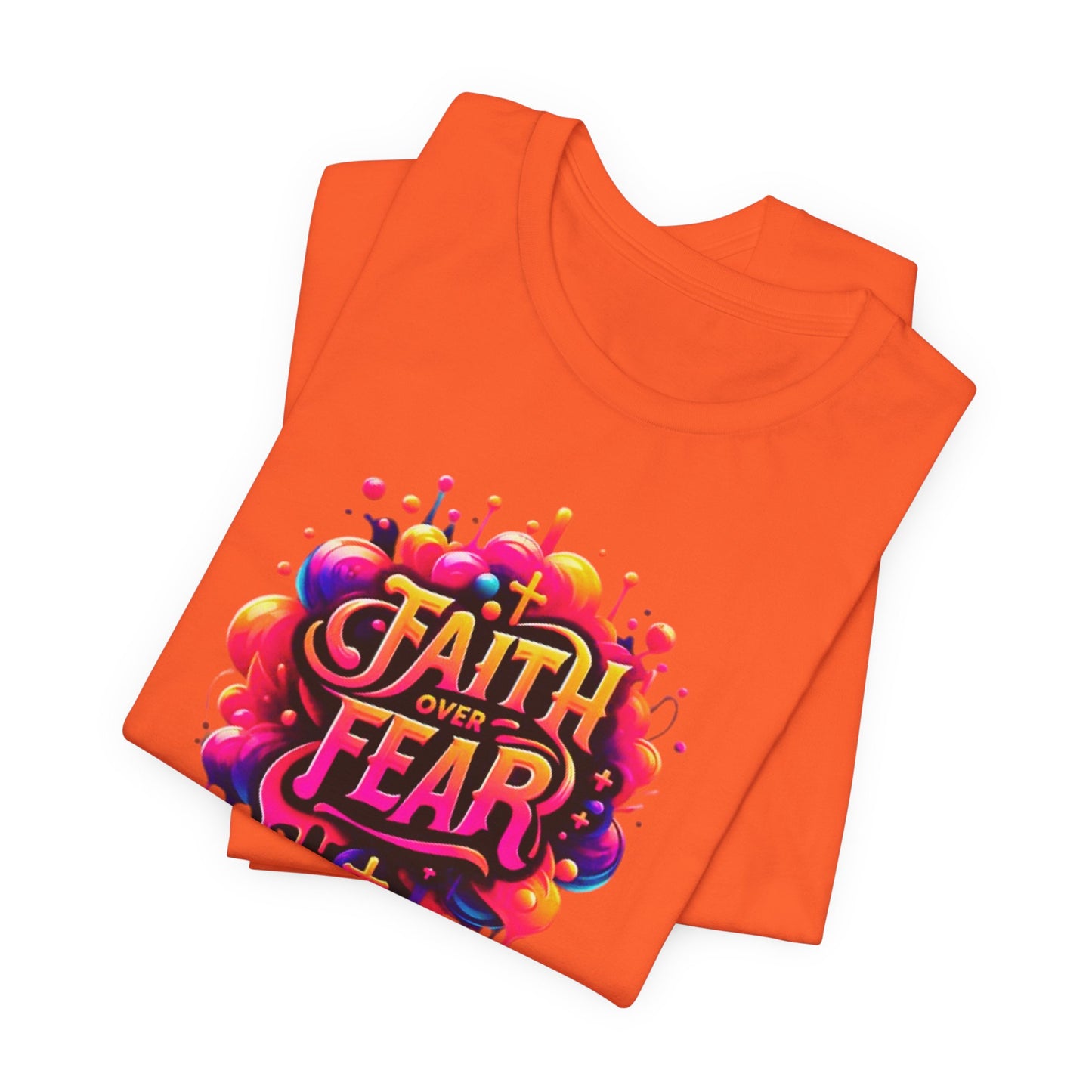 "Faith Over Fear" Christian Women's Cotton T-Shirt, Inspirational Faith-Based