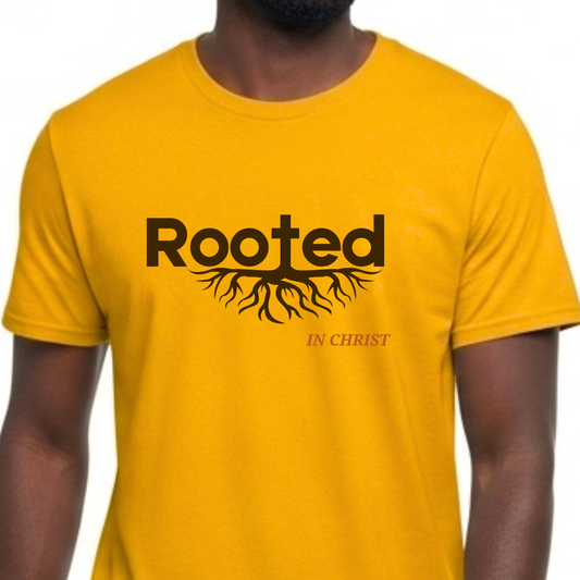 "Rooted In Christ" - Faith-Based Christian Men's Cotton T-Shirt, Inspirational Message