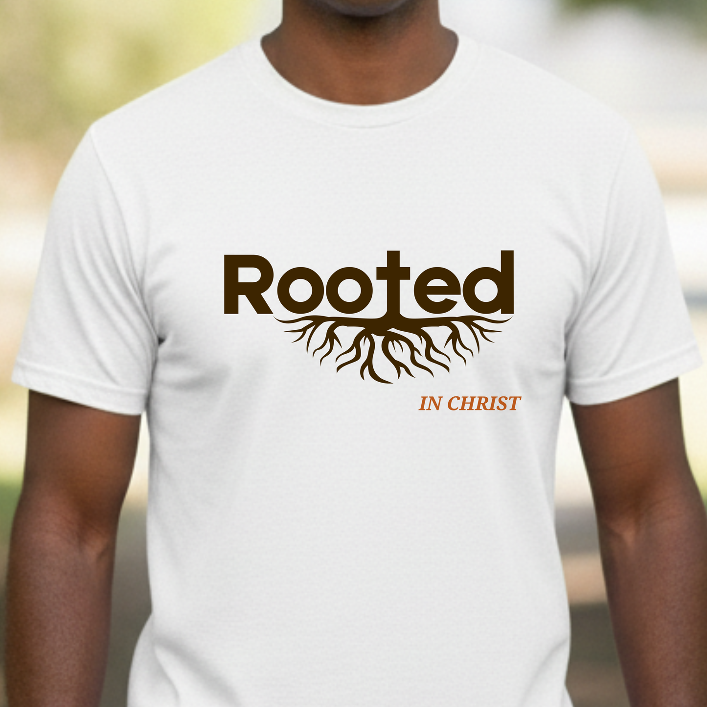 "Rooted In Christ" - Faith-Based Christian Men's Cotton T-Shirt, Inspirational Message
