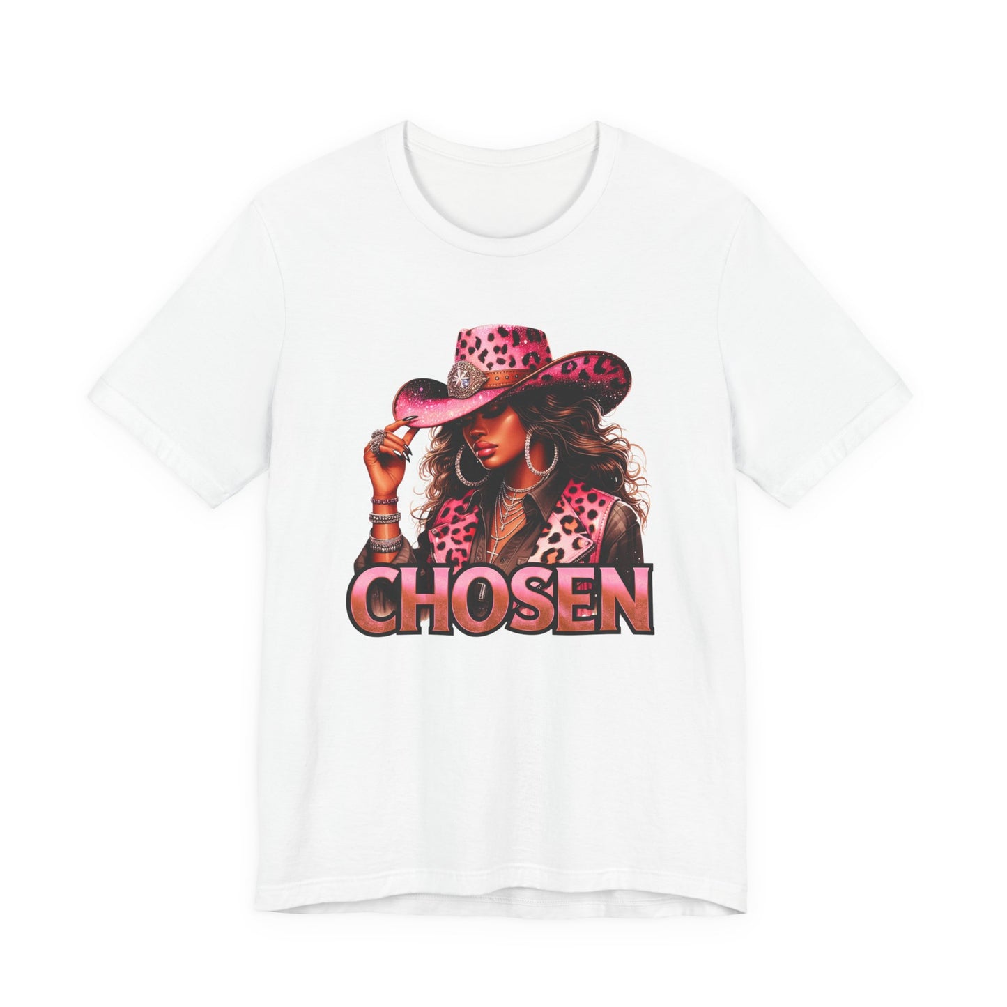 "Chosen" - Faith Based Christian Women’s Cotton T-Shirt, Cowgirl Graphic