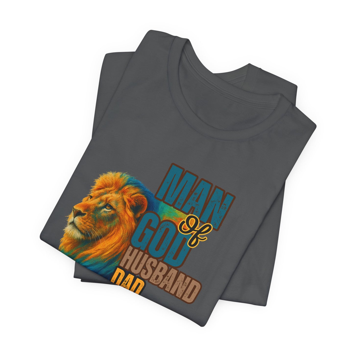 "Man of God, Husband, Dad, Protector" Christian Men’s Cotton T-Shirt. Lead with Faith
