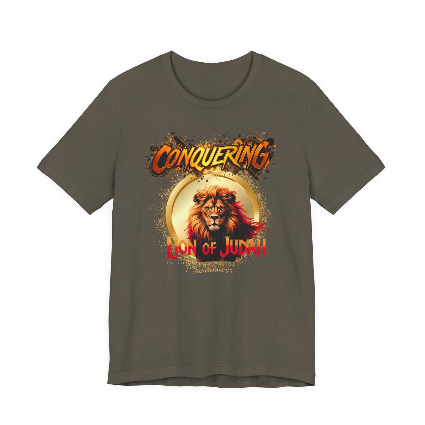 "Conquering Lion of Judah" - Christian Faith Lion Graphic Men's Cotton T-shirt