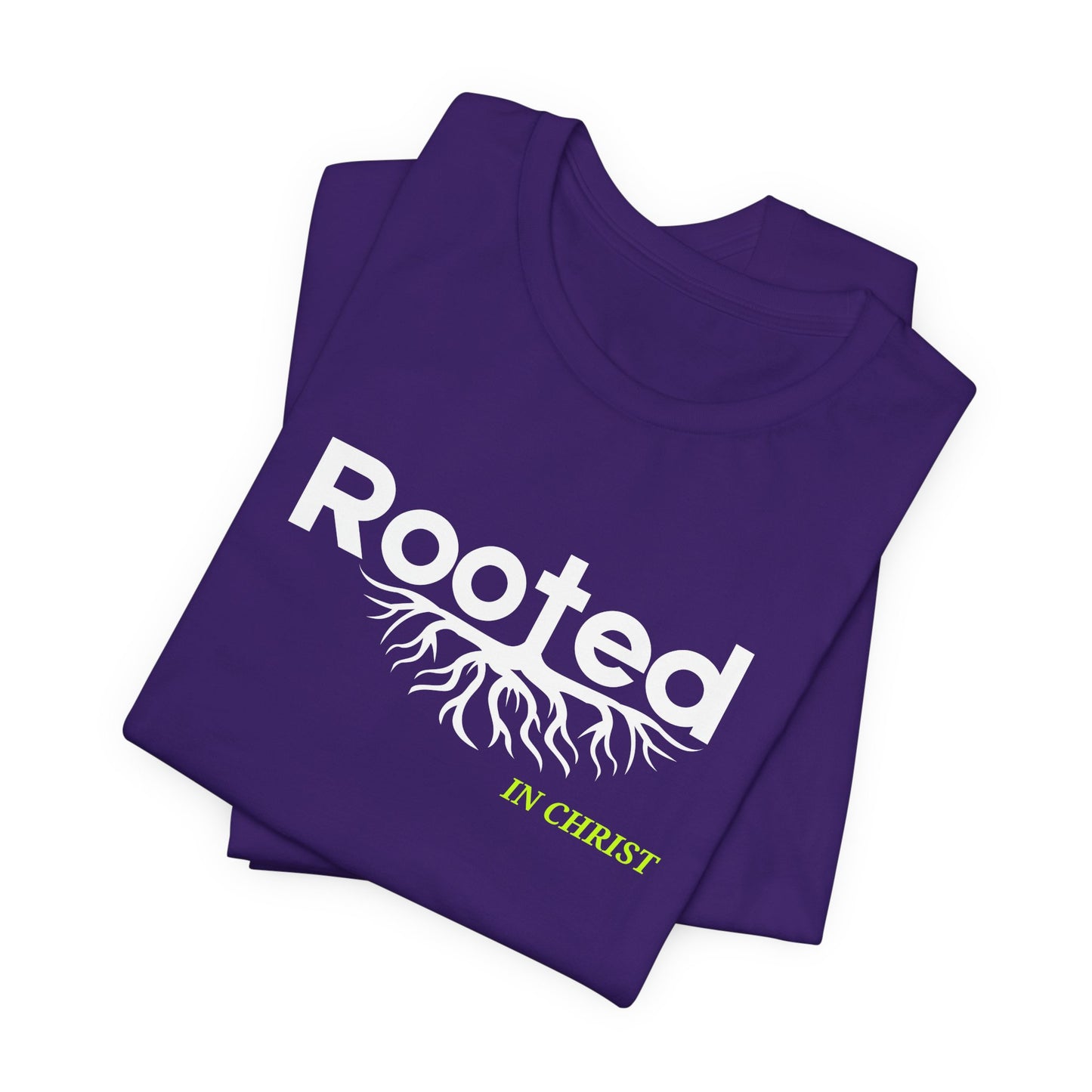 "Rooted In Christ" - Faith-Based Christian Women's Cotton T-Shirt, Inspirational
