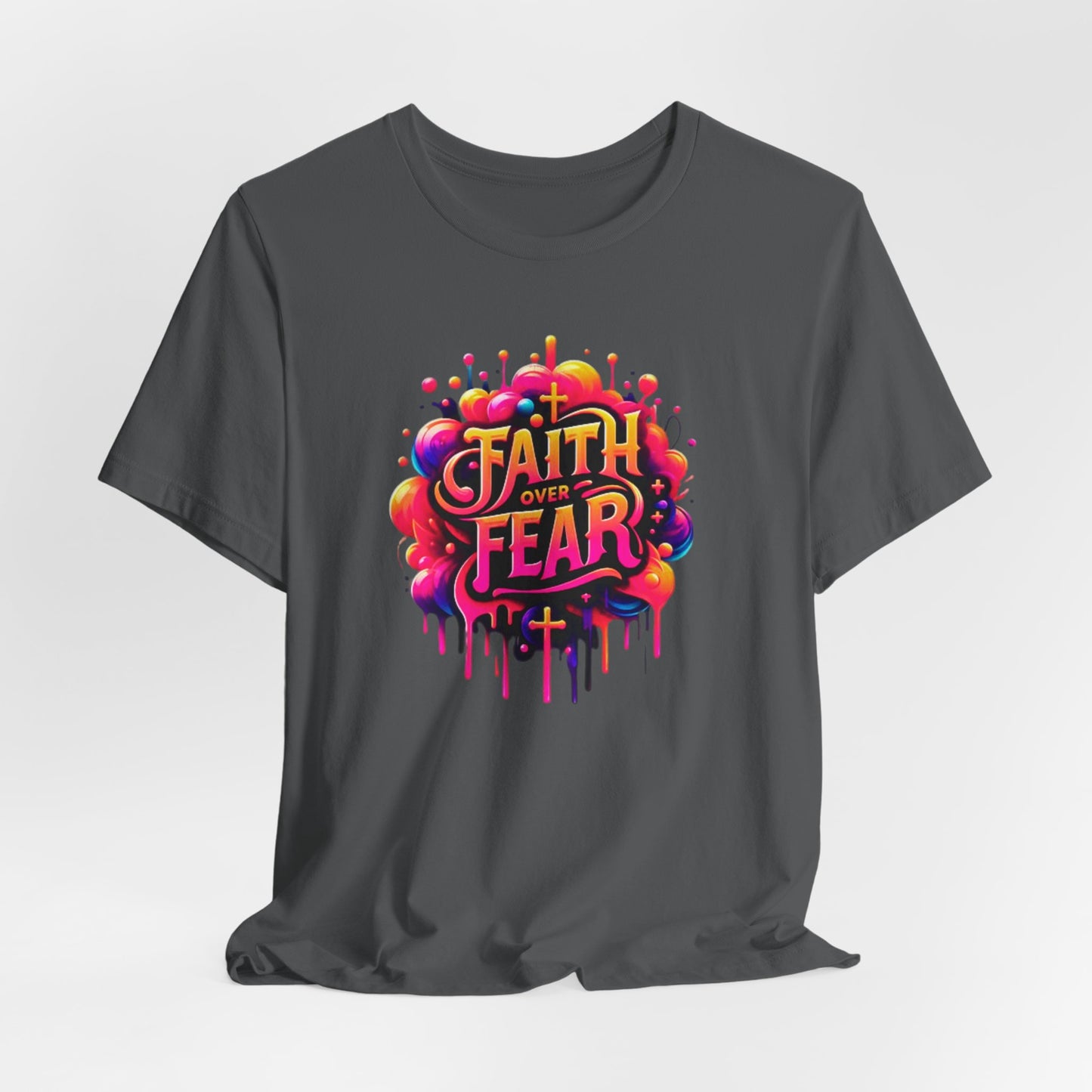 "Faith Over Fear" Christian Women's Cotton T-Shirt, Inspirational Faith-Based