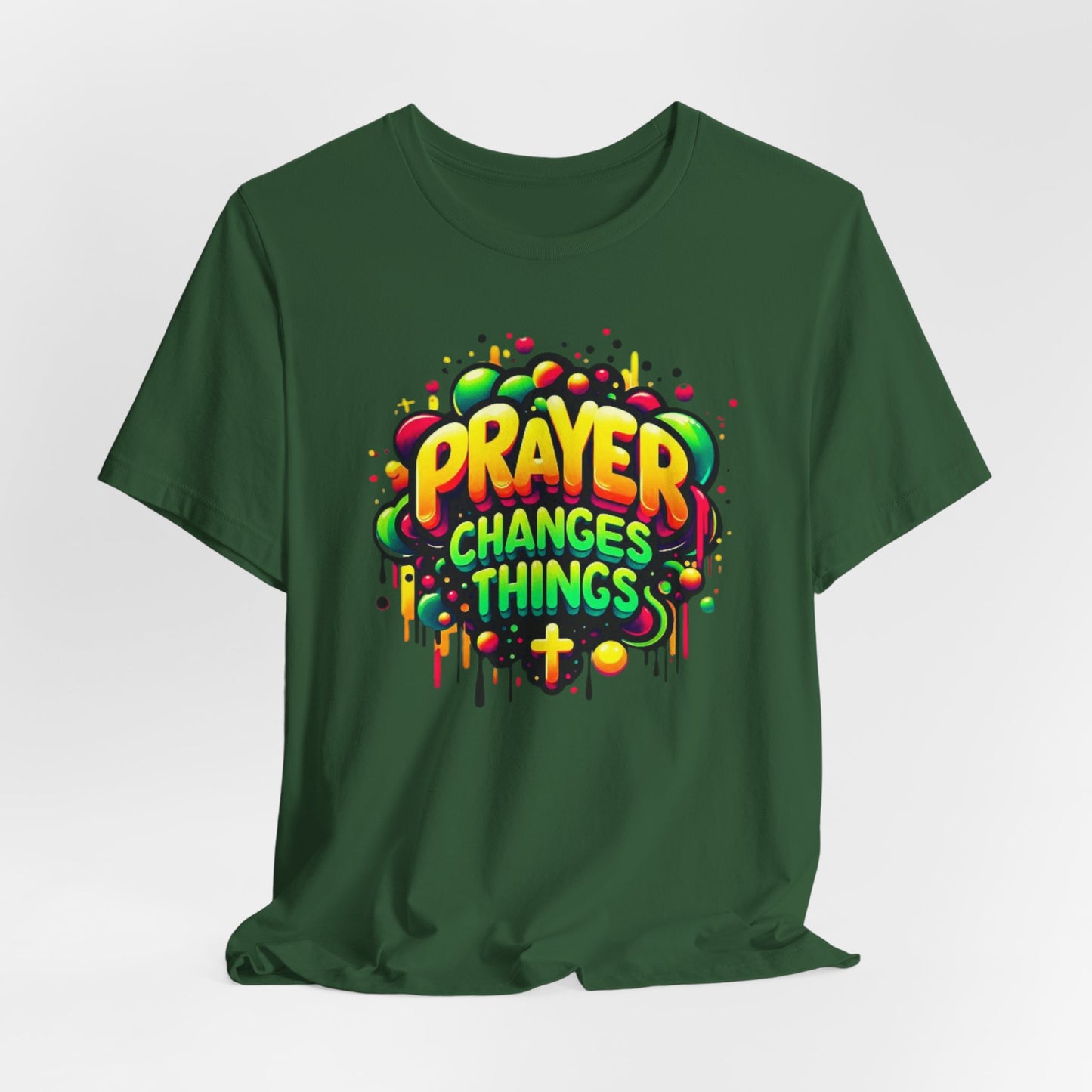 "Prayer Changes Things" - Encouraging Christian Faith Women's Graphic Cotton T-shirt
