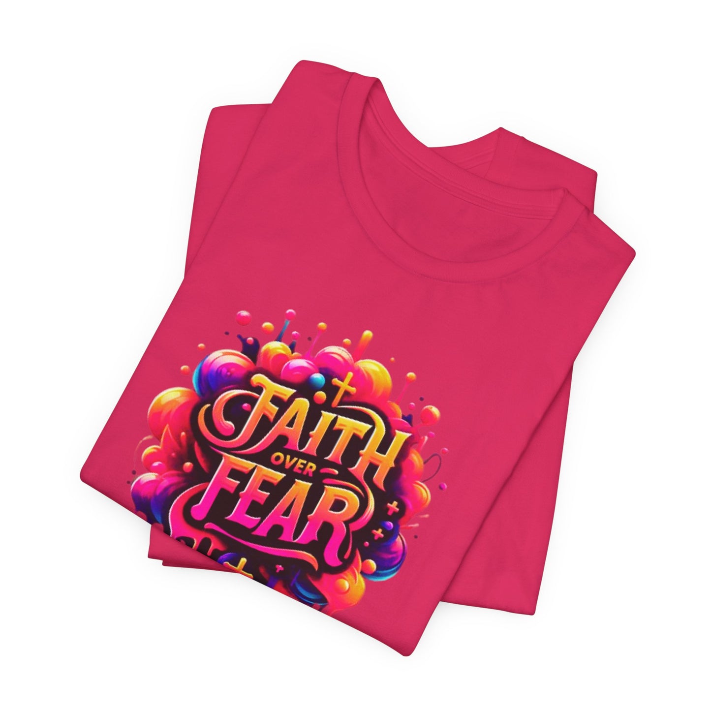 "Faith Over Fear" Christian Women's Cotton T-Shirt, Inspirational Faith-Based