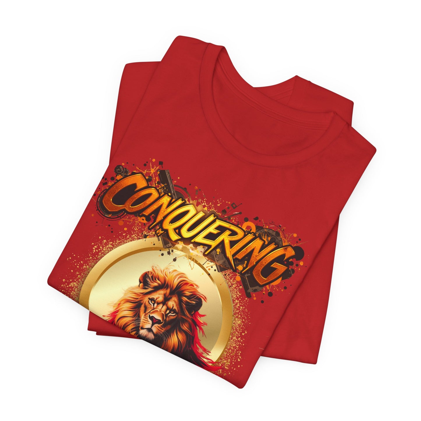 "Conquering Lion of Judah" - Christian Faith Lion Graphic Men's Cotton T-shirt