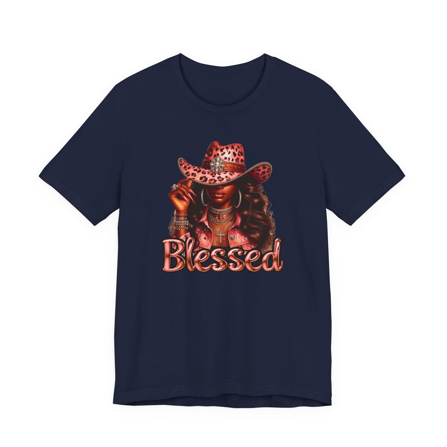 "Blessed" - Inspirational Faith Based Women's Cotton T-shirt, Cowgirl Graphic
