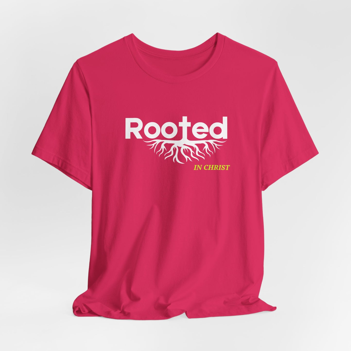 "Rooted In Christ" - Faith-Based Christian Women's Cotton T-Shirt, Inspirational