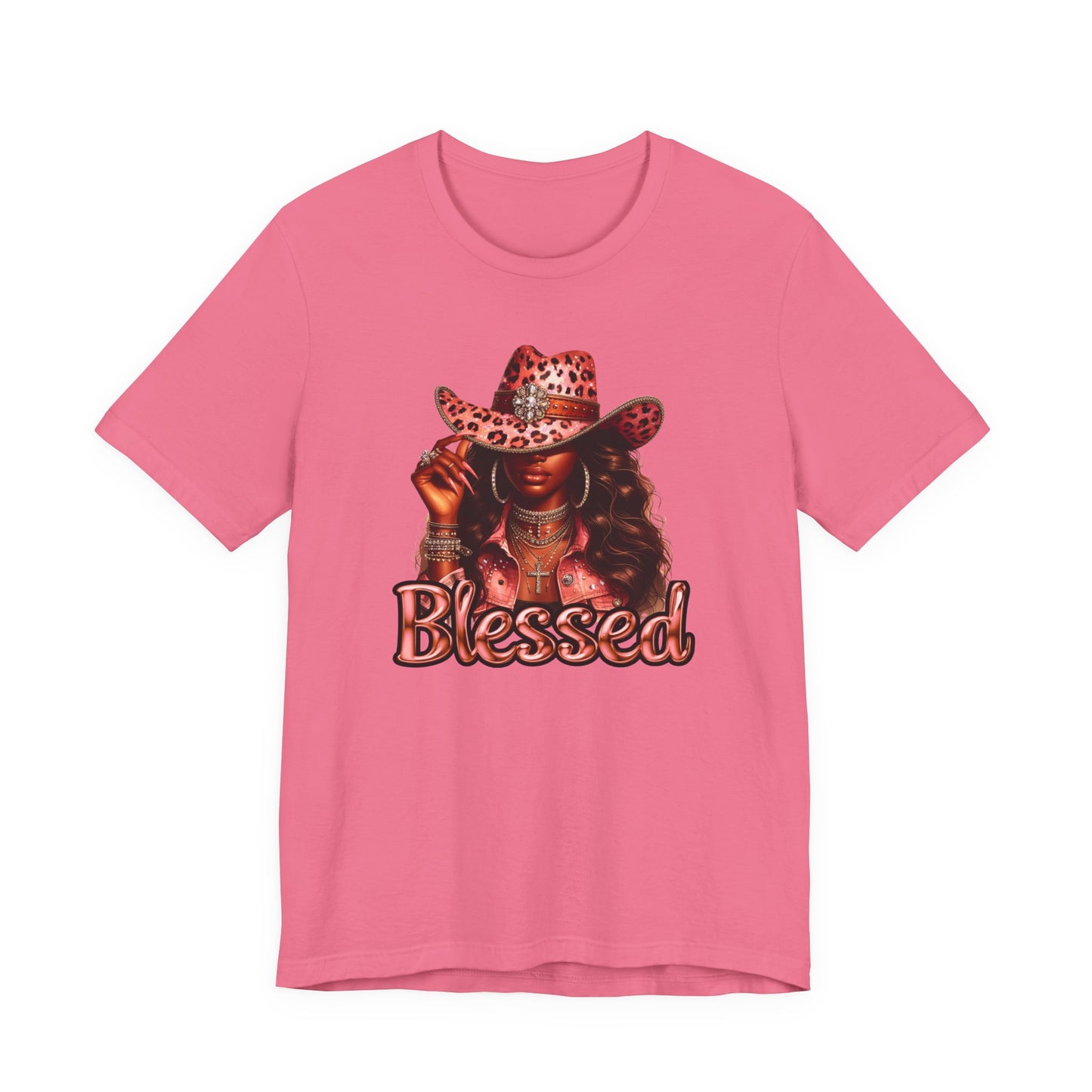 "Blessed" - Inspirational Faith Based Women's Cotton T-shirt, Cowgirl Graphic