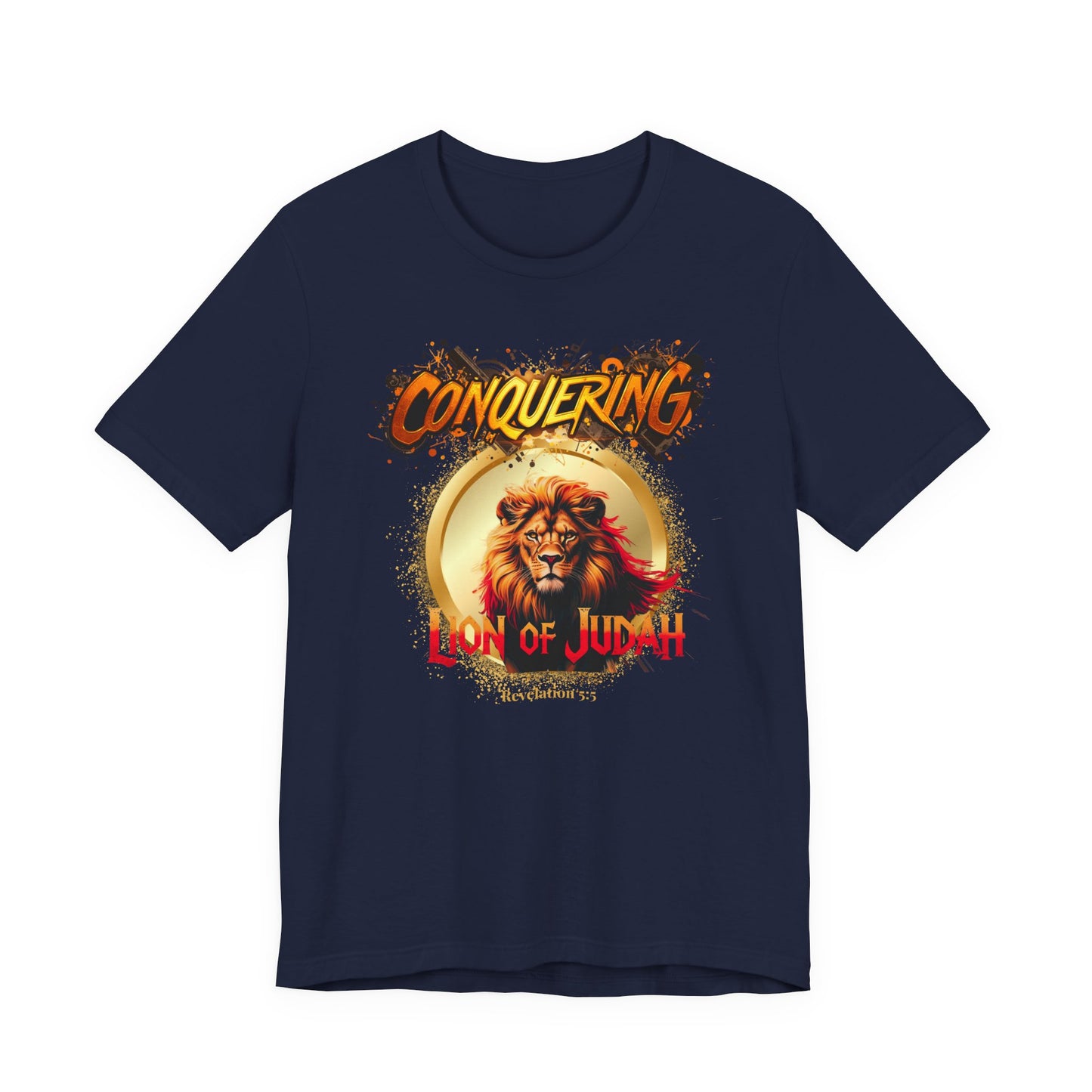 "Conquering Lion of Judah" - Christian Faith Lion Graphic Men's Cotton T-shirt