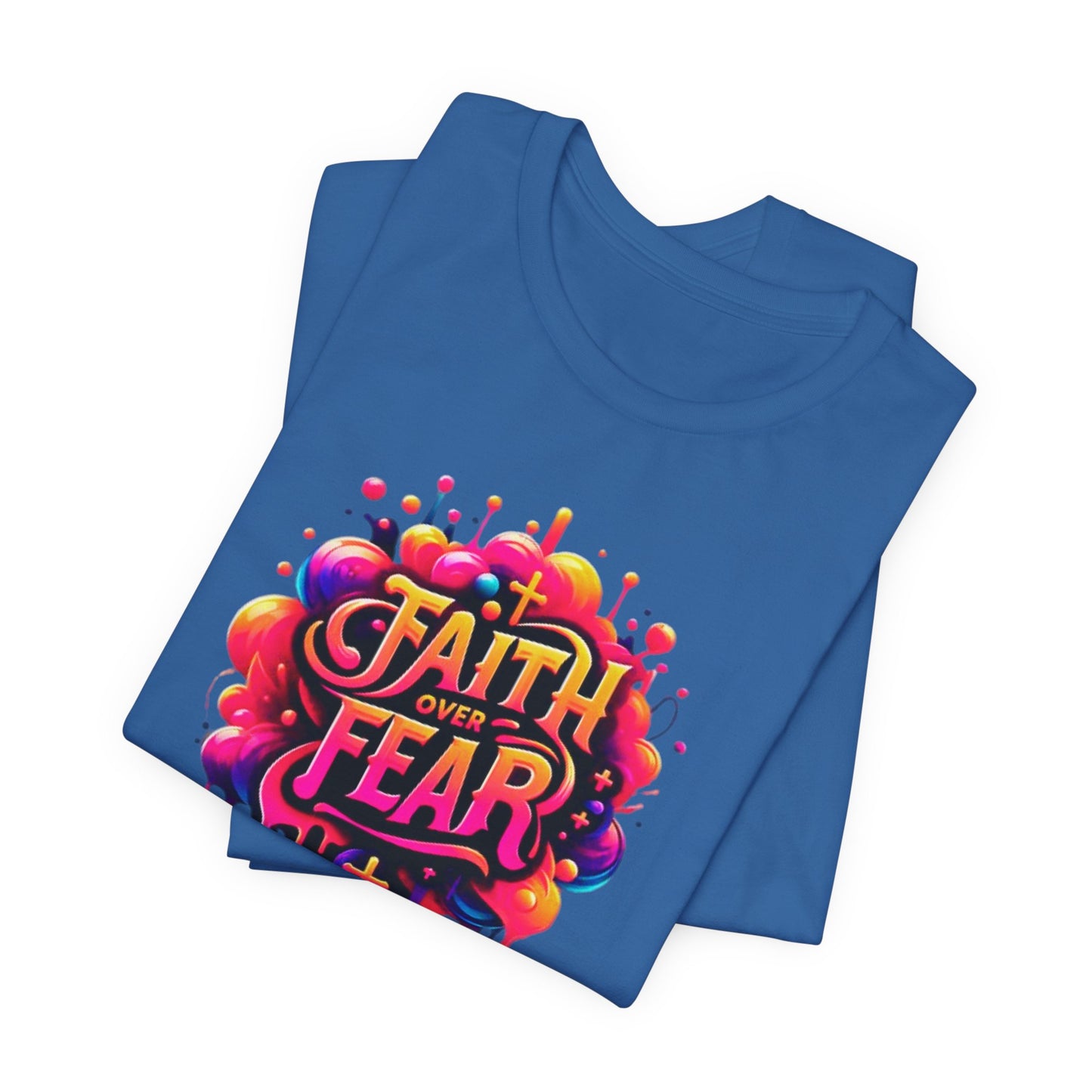 "Faith Over Fear" Christian Women's Cotton T-Shirt, Inspirational Faith-Based