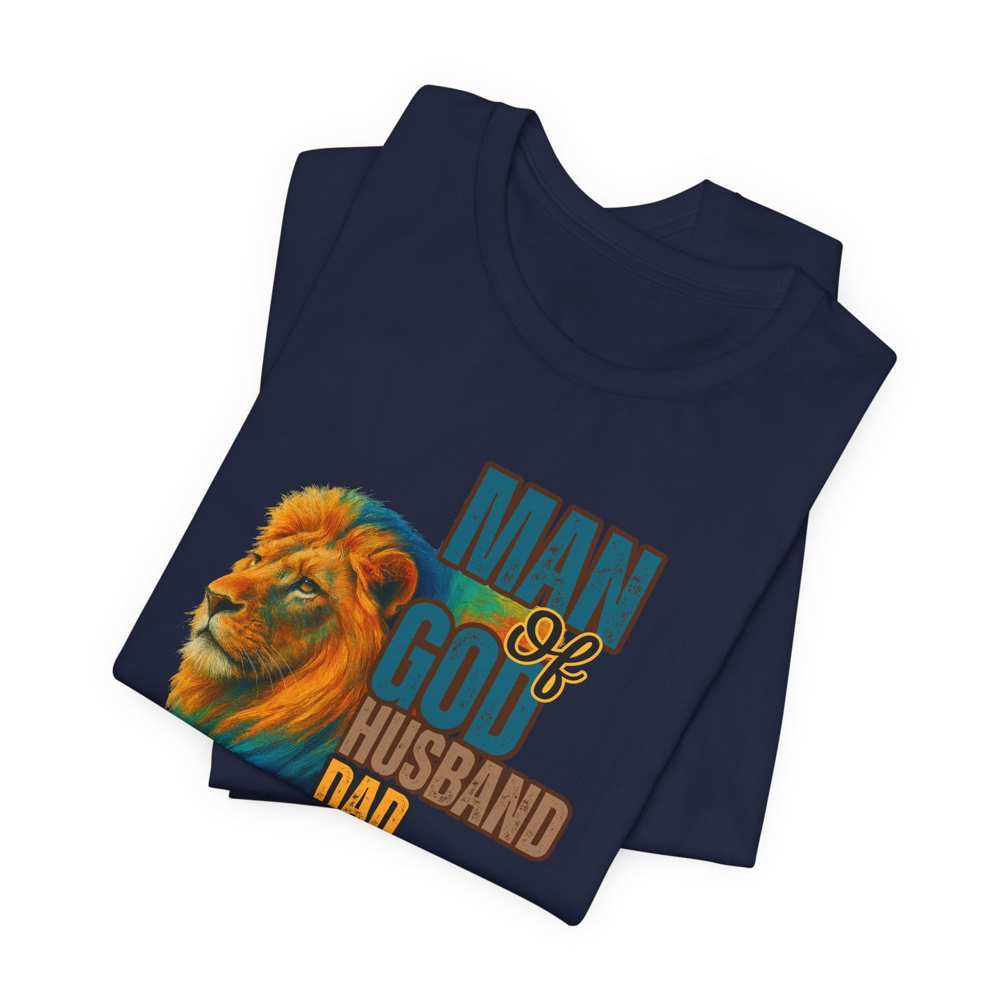"Man of God, Husband, Dad, Protector" Christian Men’s Cotton T-Shirt. Lead with Faith