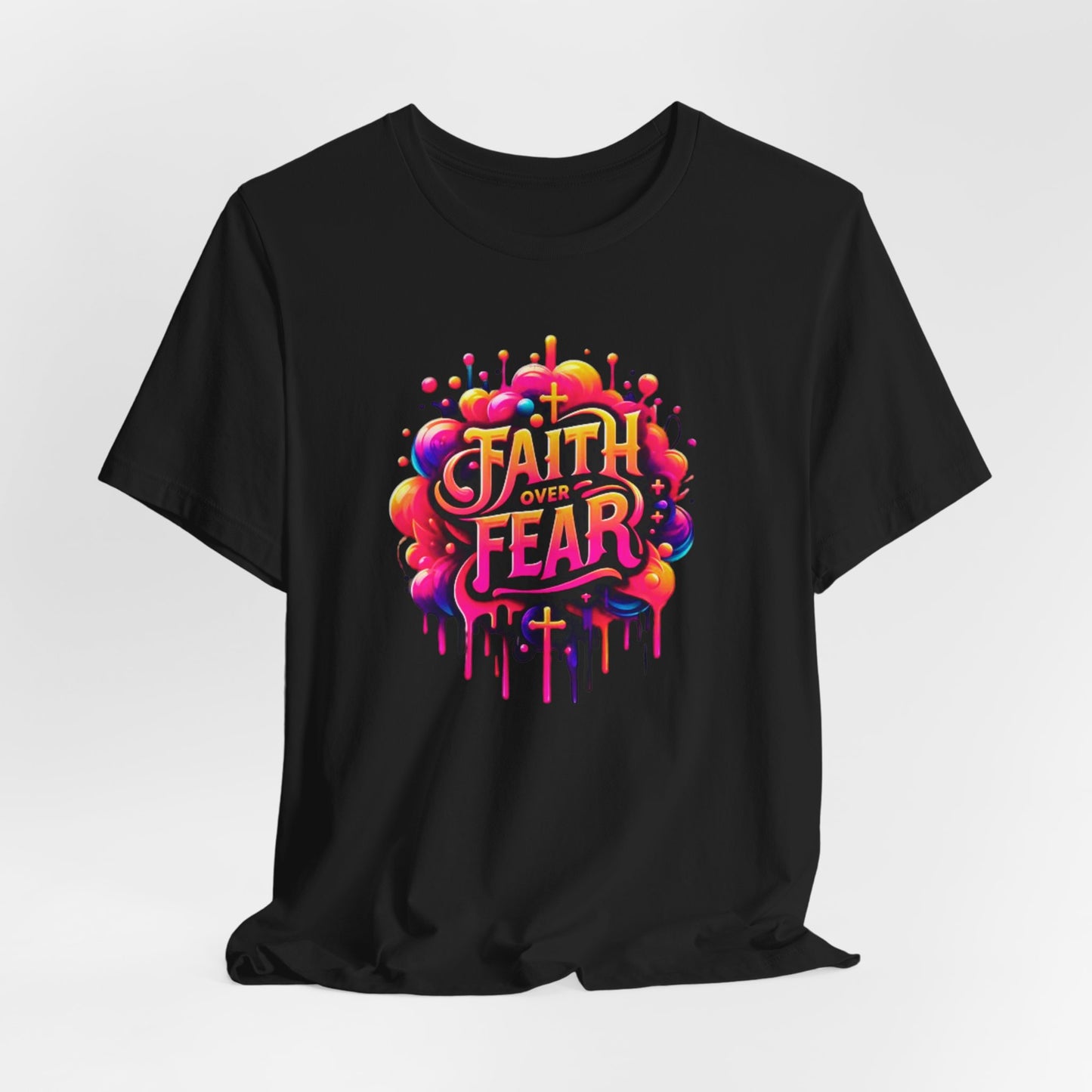 "Faith Over Fear" Christian Women's Cotton T-Shirt, Inspirational Faith-Based